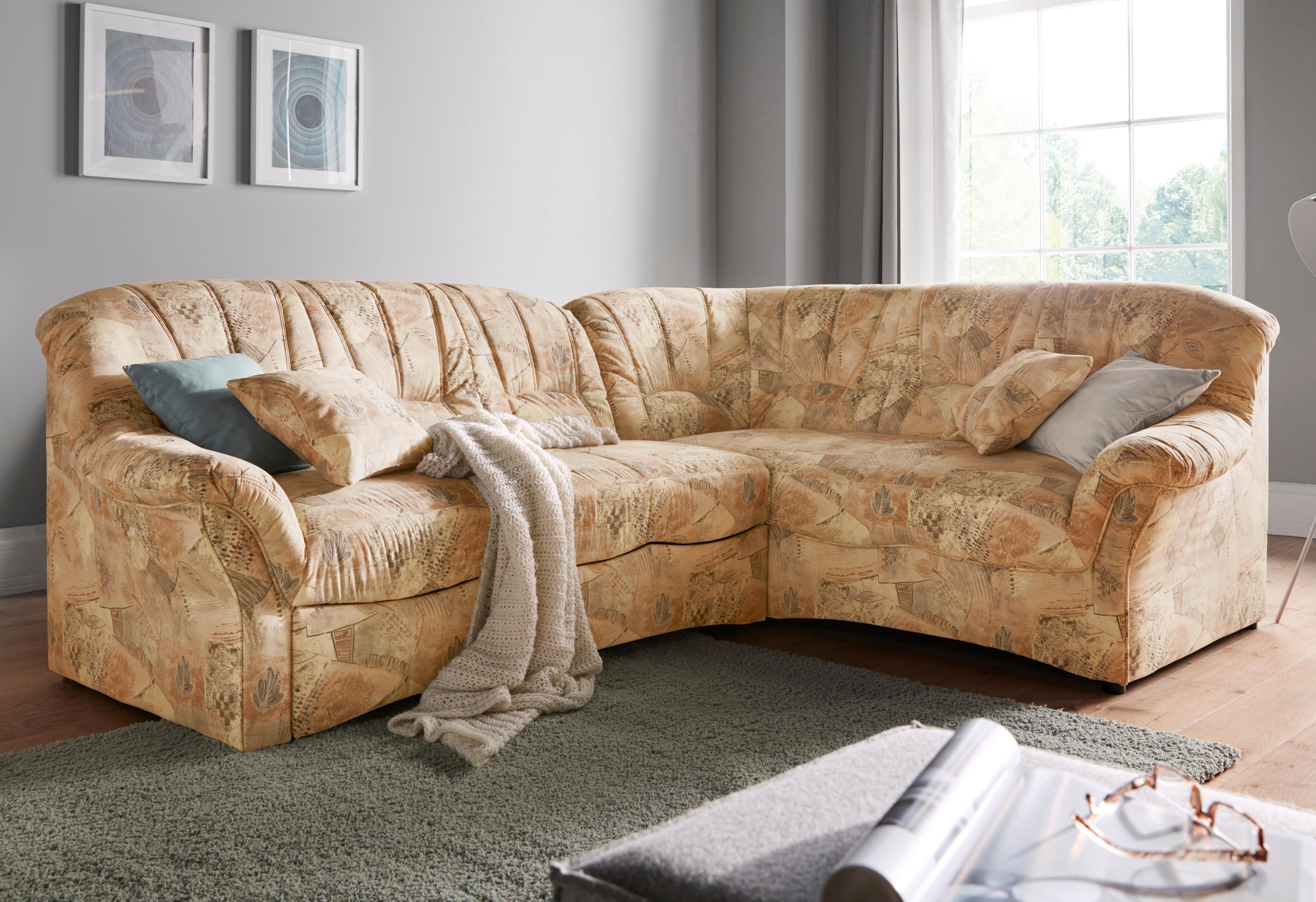 DOMO collection Hoekbank Bahia, tijdloos en elegant, comfortabele armleuningen, L-vorm