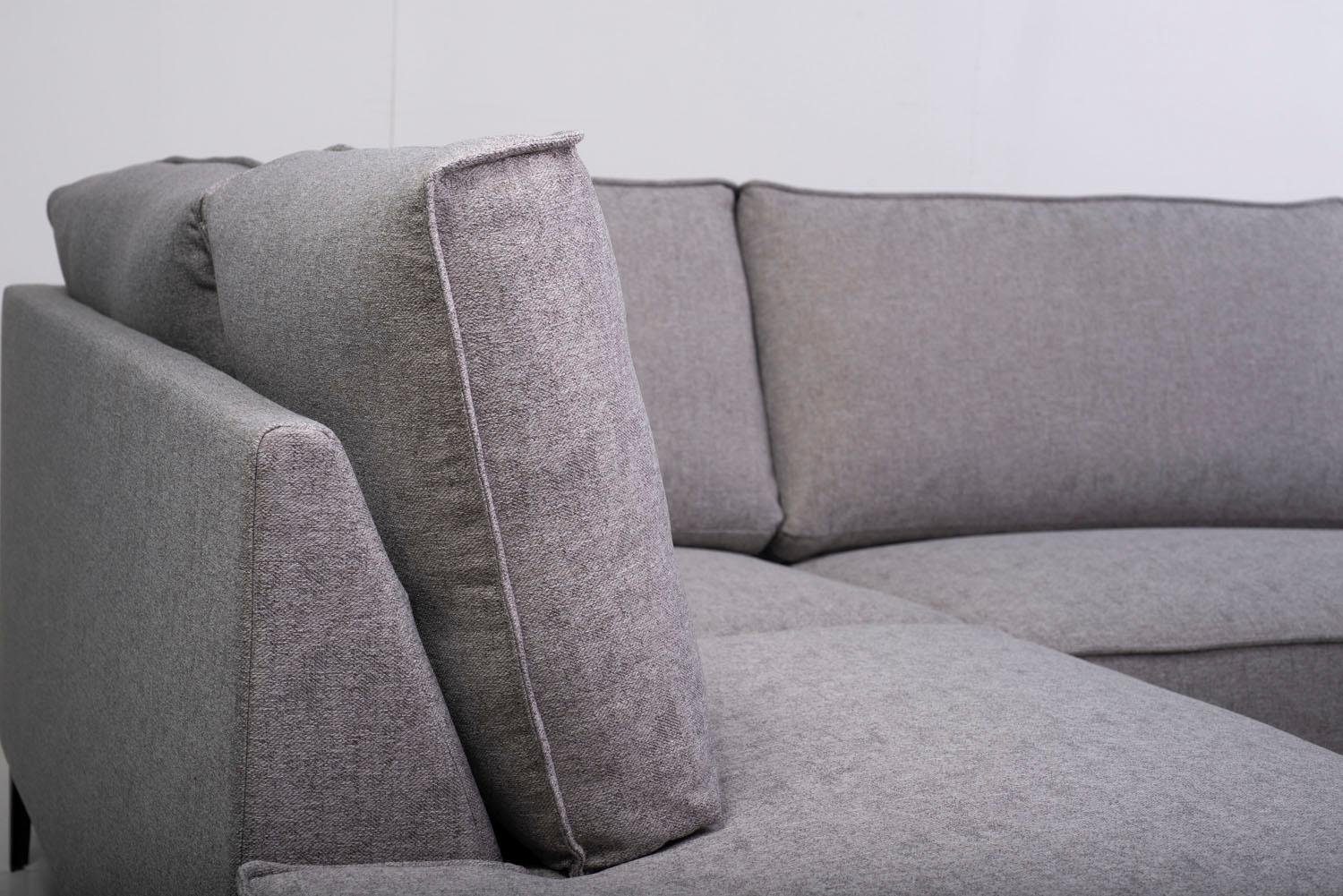 Places of Style Hoekbank Oland, structuur, platweefsel, luxe microvezel, bouclé L-vorm, 289 cm, golfondersteuning, Scandinavisch ontwerp, metalen poten