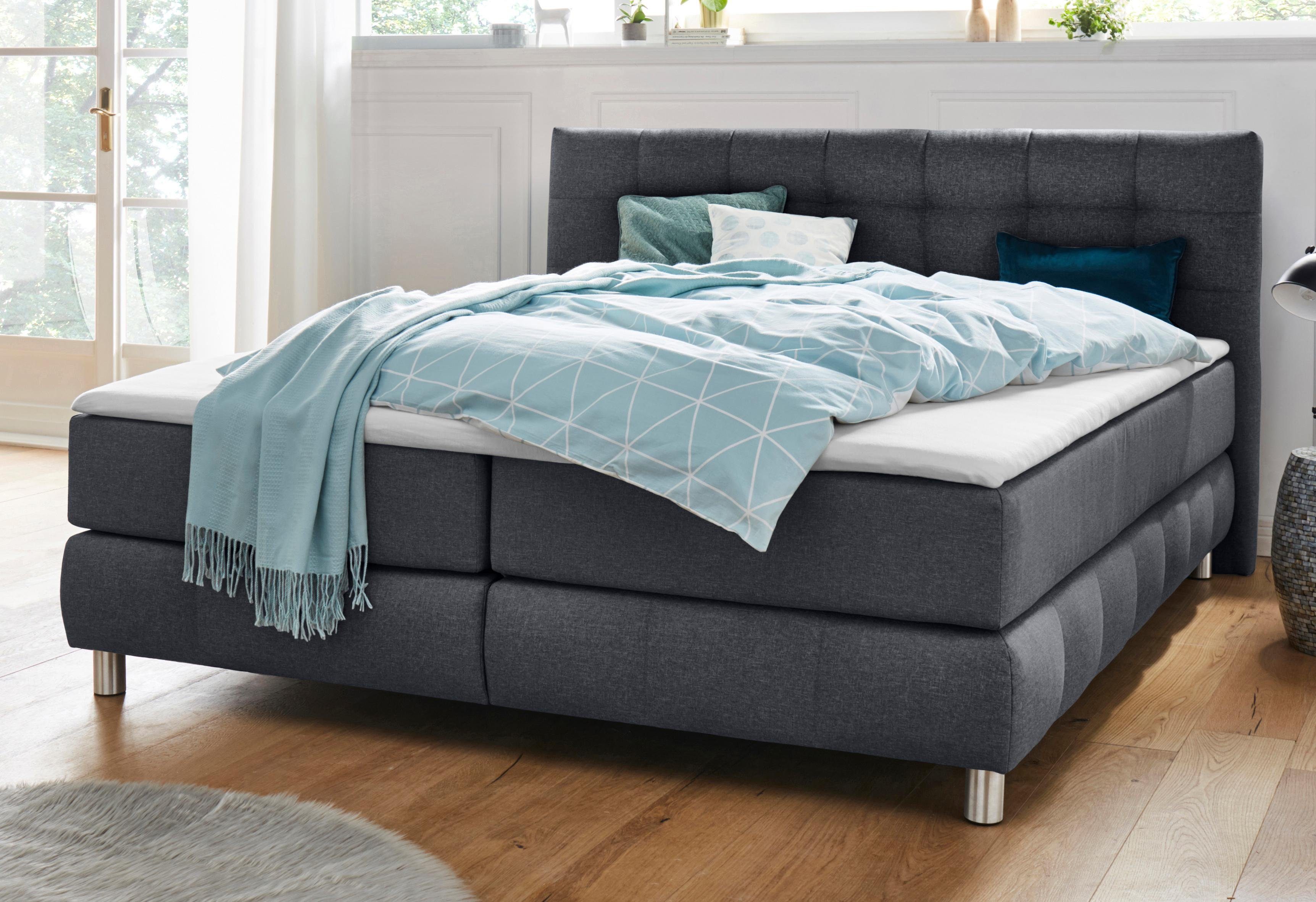 andas Boxspring Salo incl. topmatras, in fluwelige look of structuurstof, 6 breedten, 2 hardheden, tfk ook in hardheid 4. 3 matrassoorten