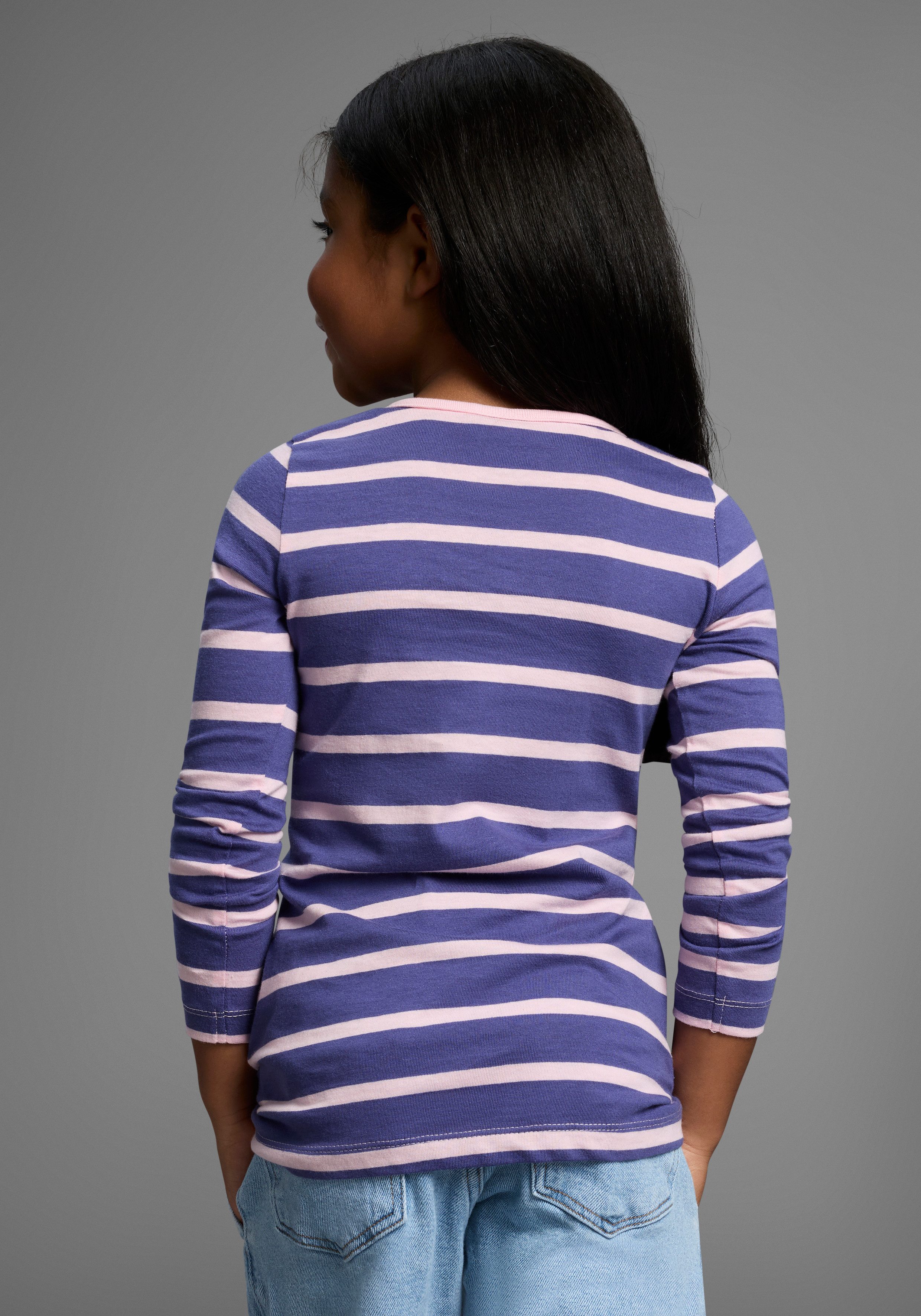 KIDSWORLD Shirt met lange mouwen Voor kleine meisjes Lange mouwen, casual pasvorm (2-delig, Set van 2)