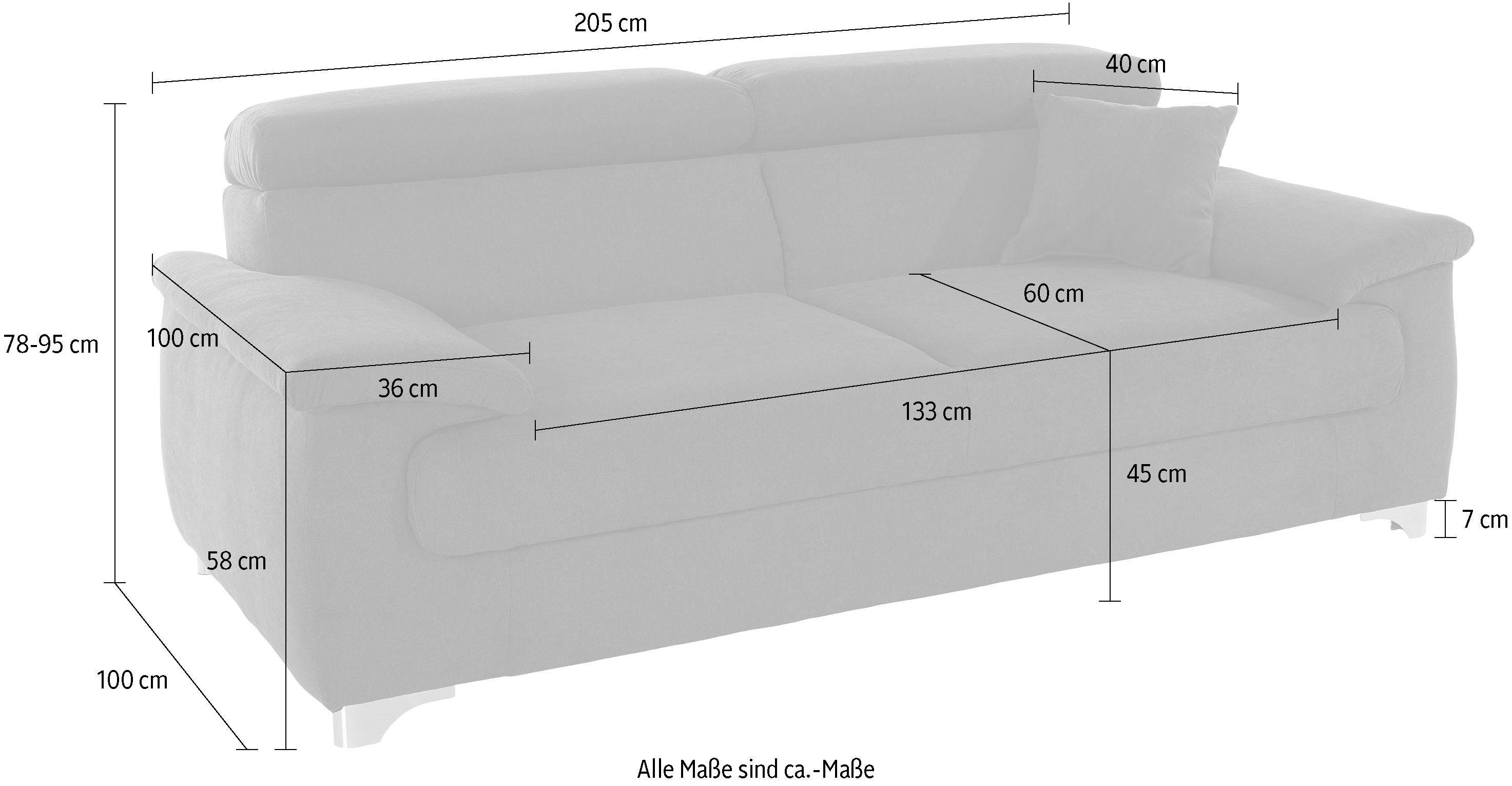 DOMO collection 2,5-zitsbank Mira elegant en modern, comfortabel, vrij in de ruimte te plaatsen