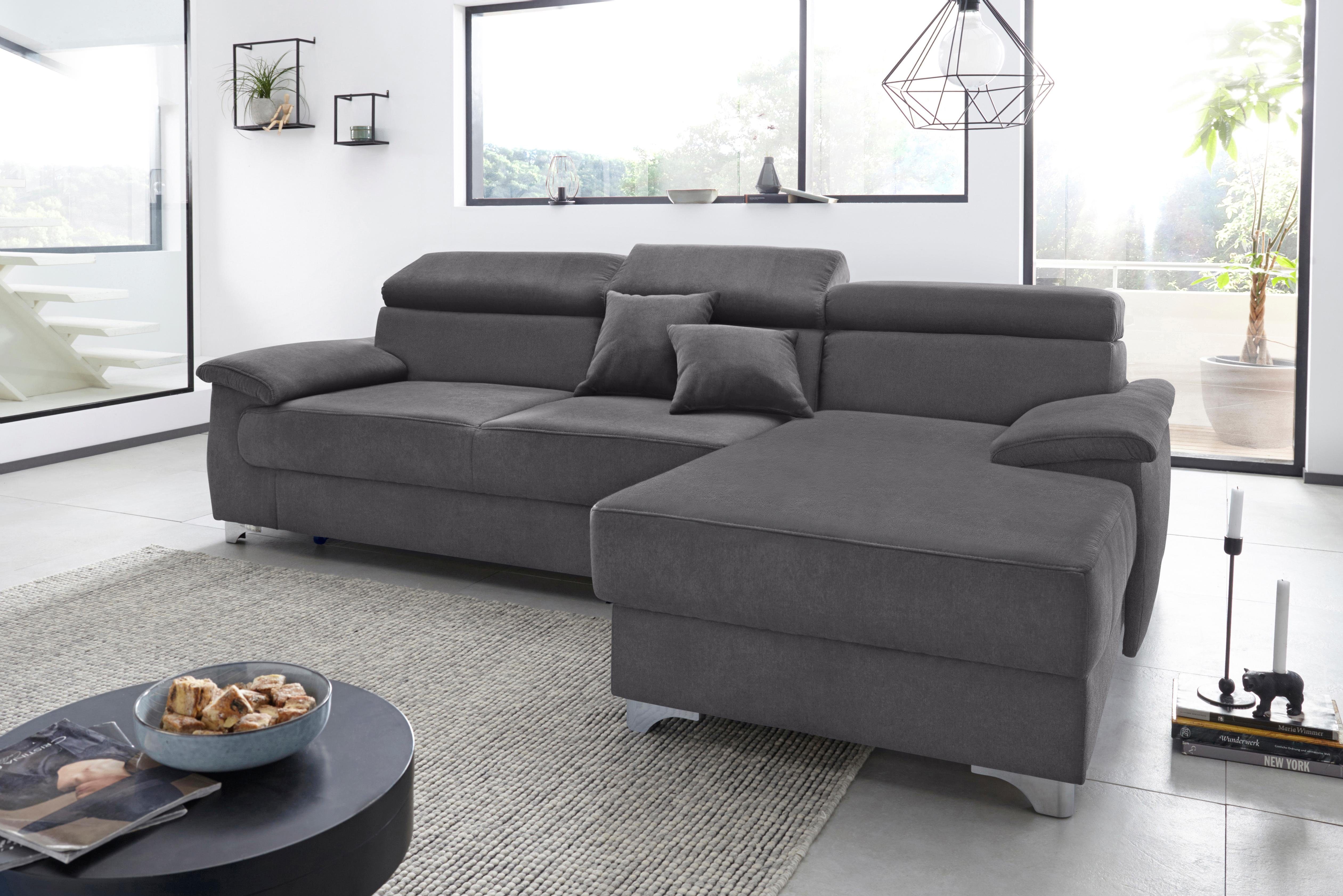 DOMO collection Hoekbank Mira L-vorm naar keuze met bedfunctie en bedkast, elegant en modern