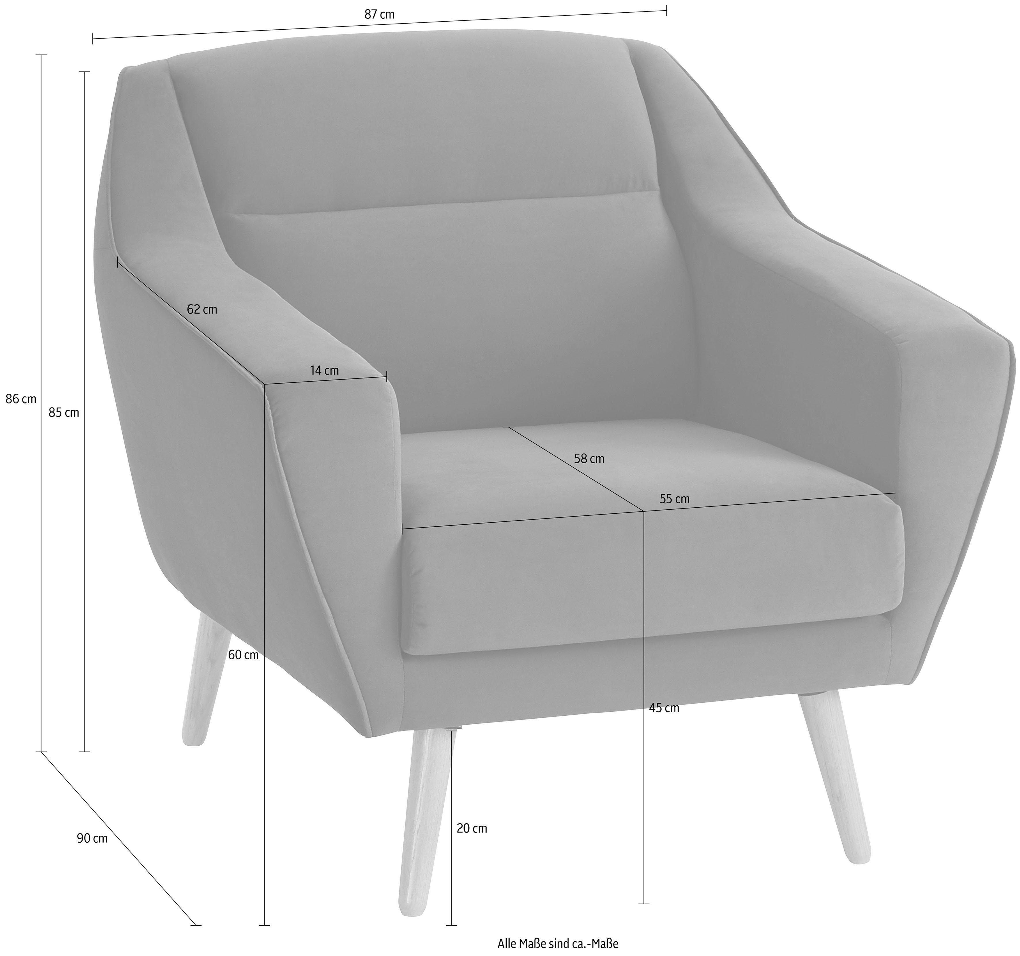 andas Fauteuil Bille met naad in het rugkussen en eikenhouten poten, design by morten georgsen
