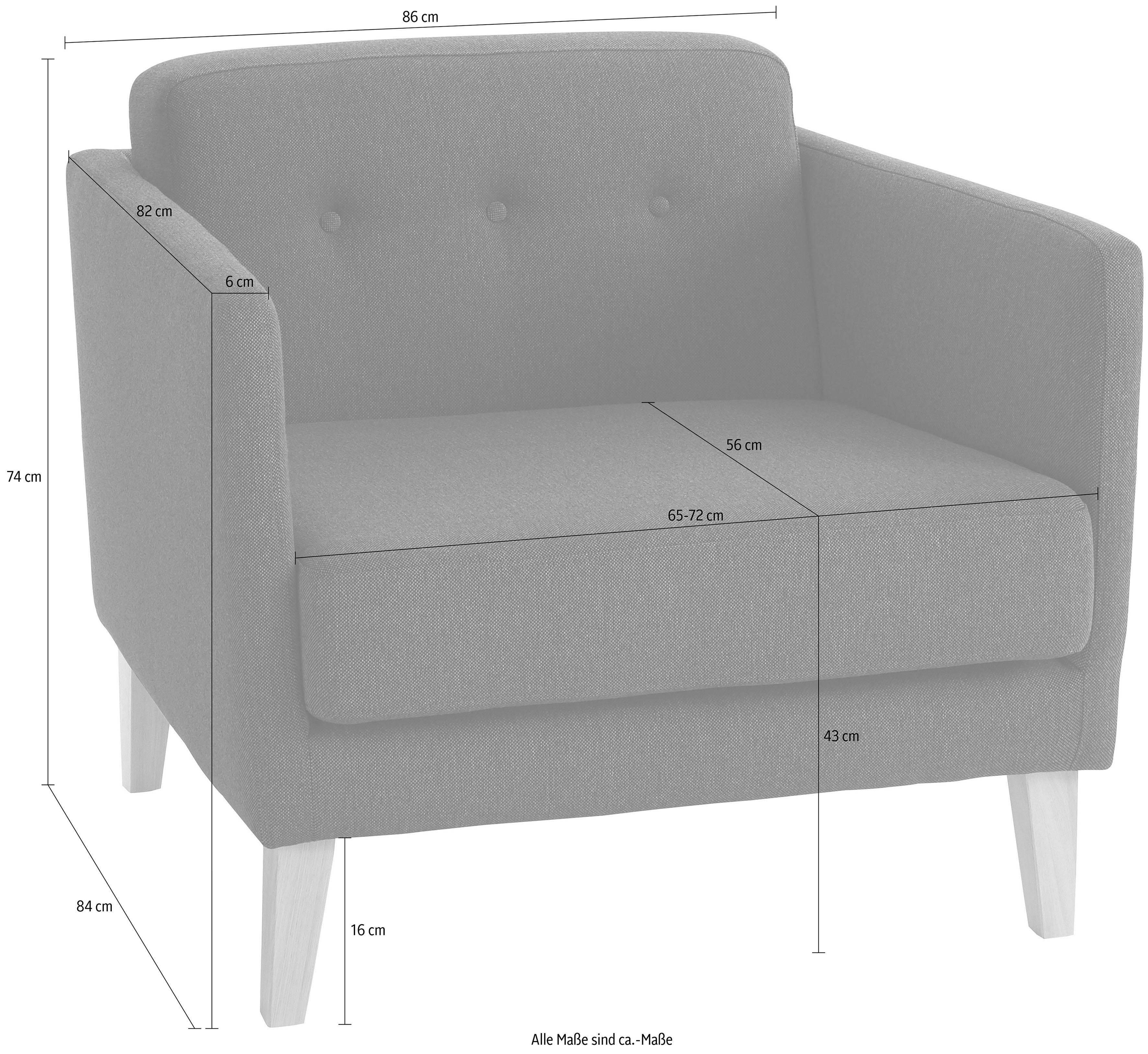 andas Fauteuil Raadal in scandinavische look, met capitonnage, design by morten georgsen