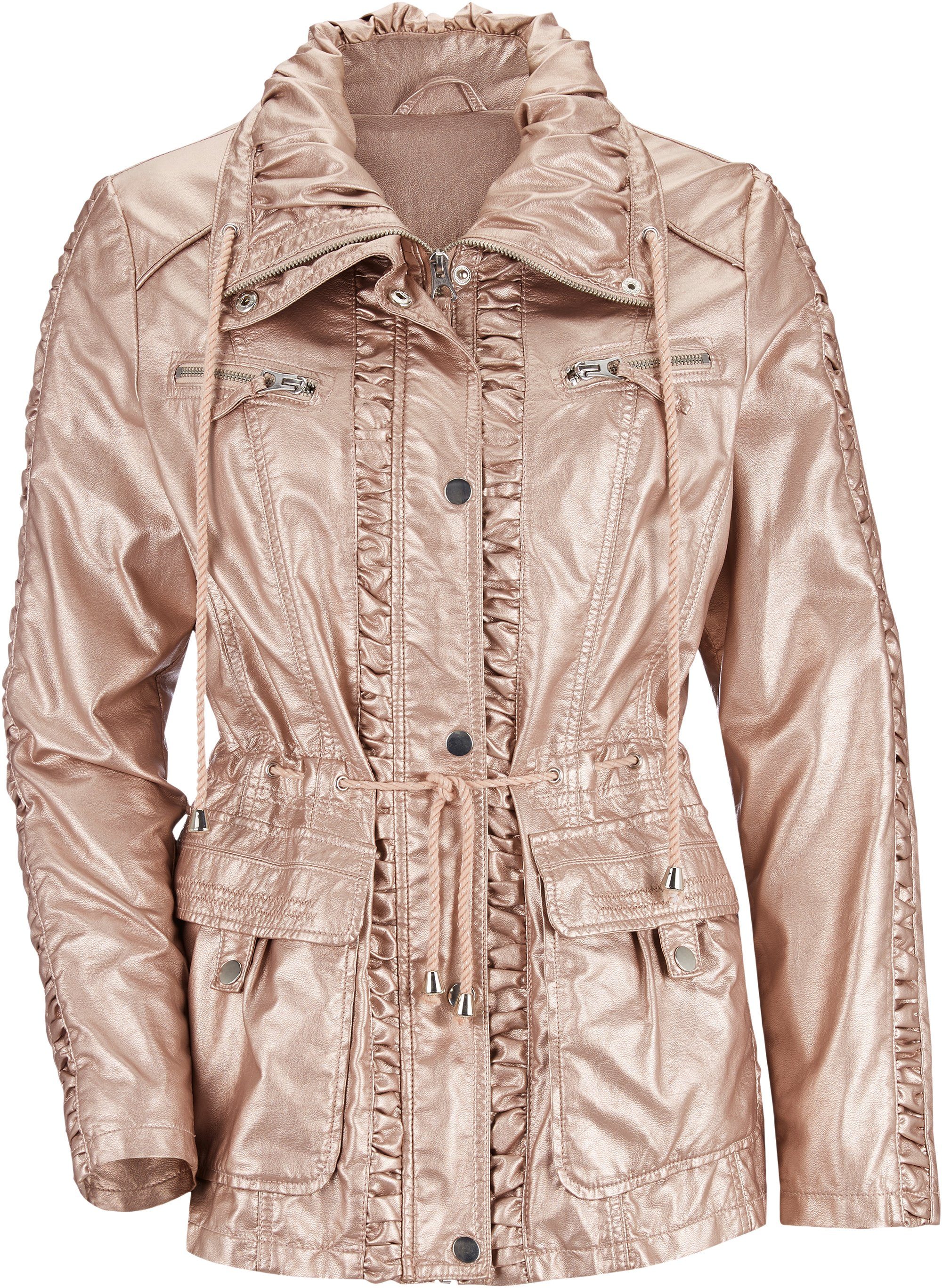 Mainpol imitatieleren jas met expressief glanzende coating in lichtpink metallic Mainpol imitatieleren jas met expressief glanzende coating in lichtpink metallic