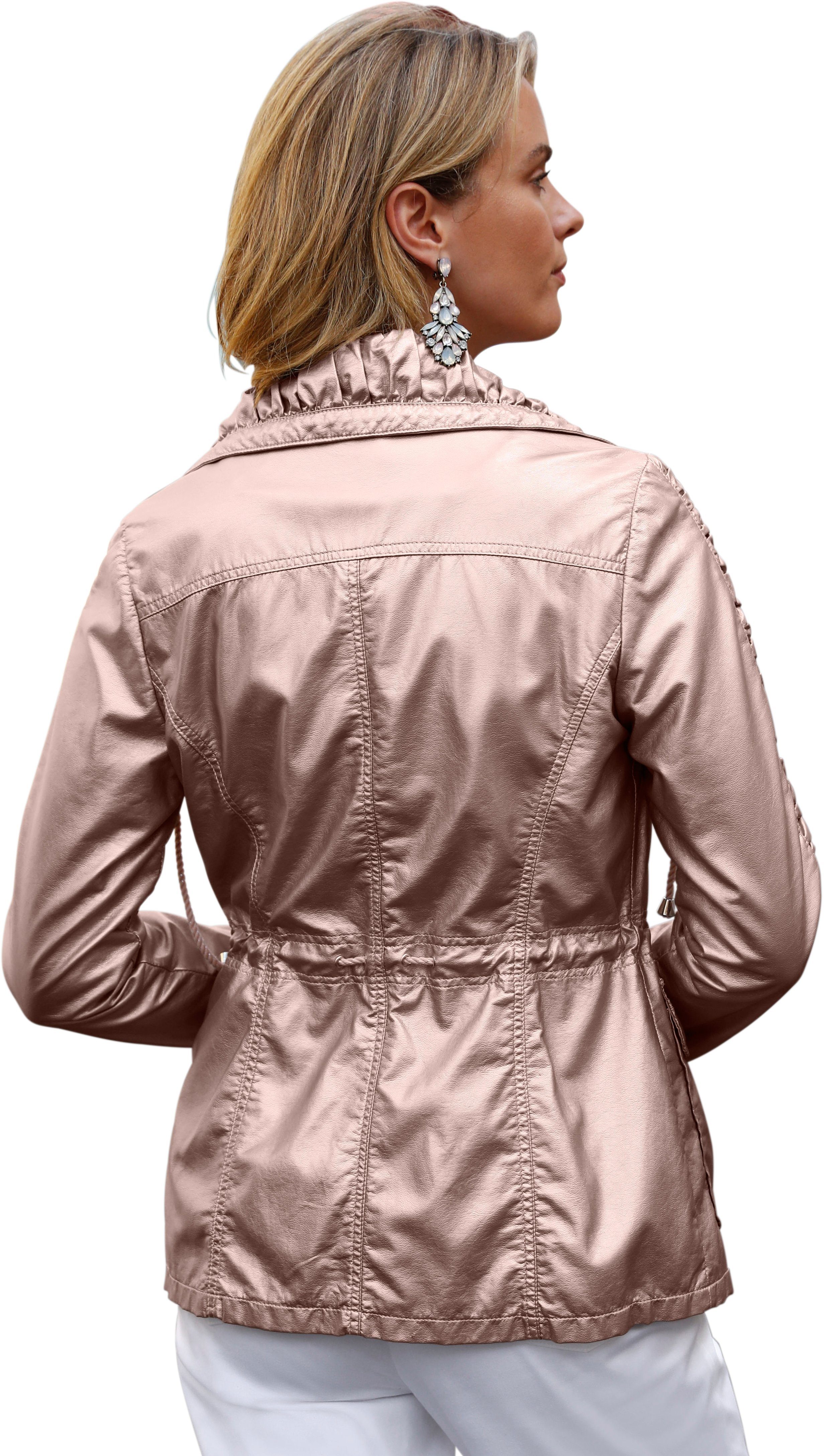 Mainpol imitatieleren jas met expressief glanzende coating in lichtpink metallic Mainpol imitatieleren jas met expressief glanzende coating in lichtpink metallic