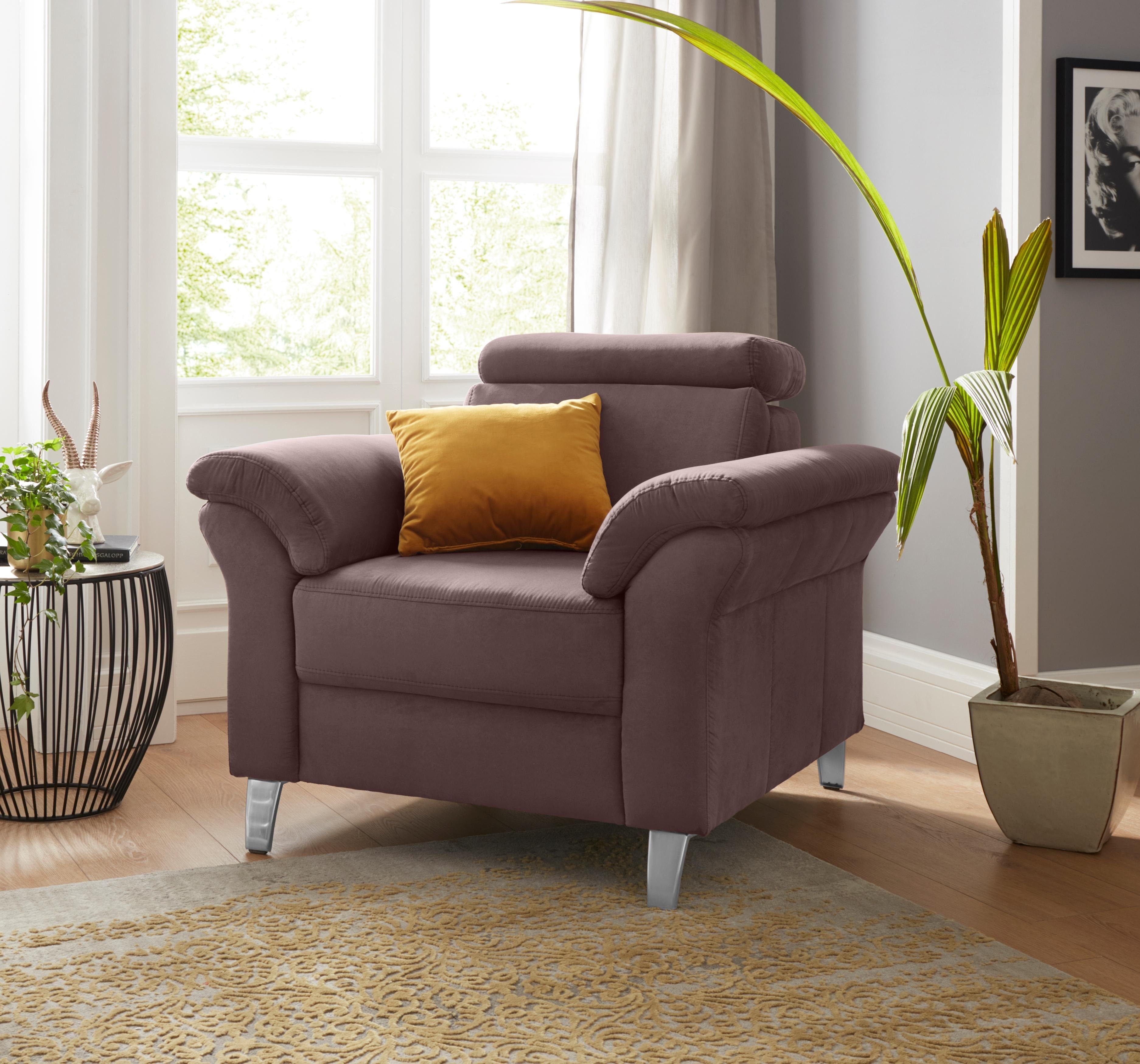 sit&more Fauteuil Arngast met binnenvering en verstelbare hoofdsteun fauteuils maat Luxe-microvezel ALTARA NUBUCK bruin