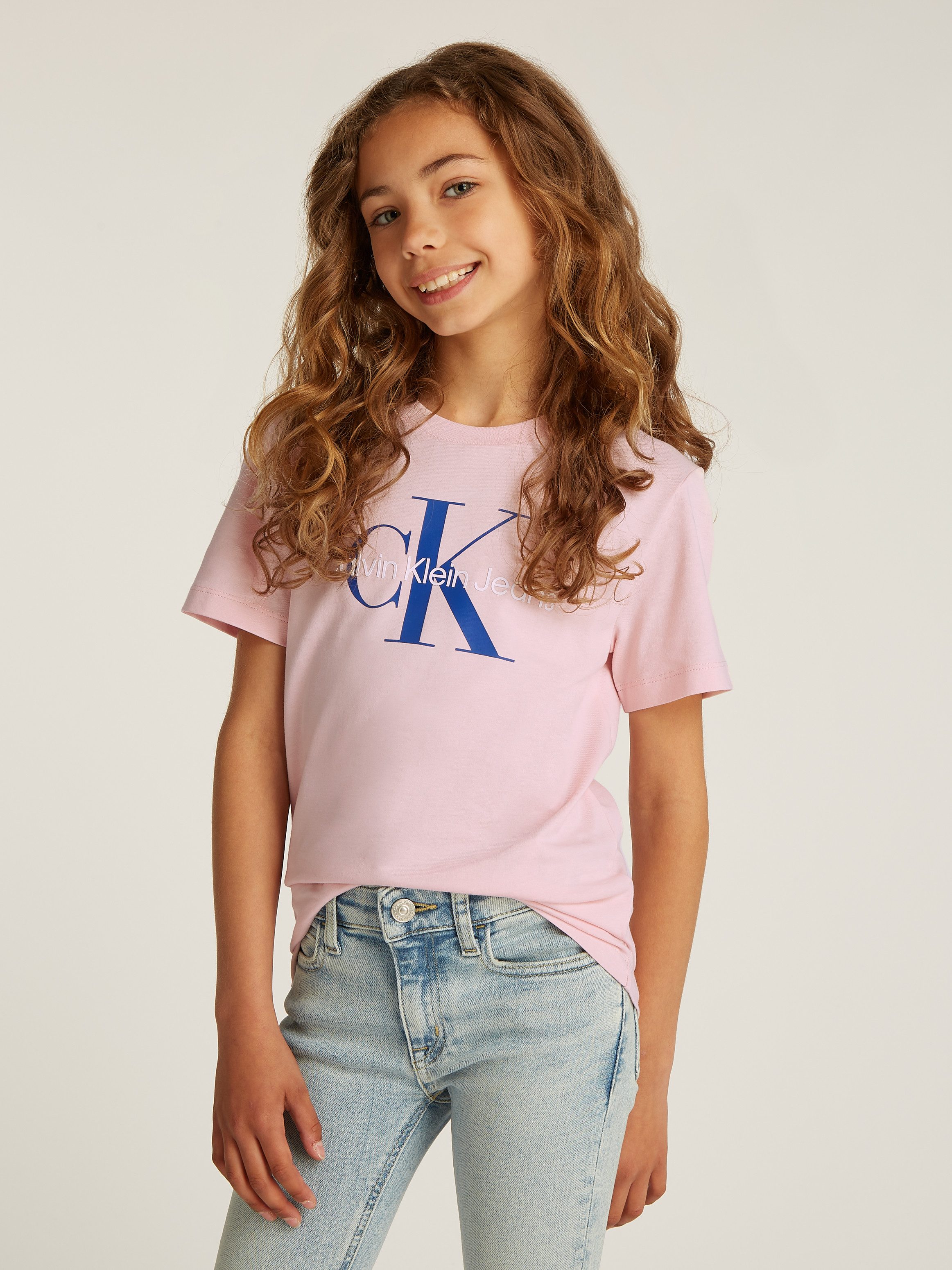 Calvin Klein Shirt met ronde hals CK MONOGRAM SS T-SHIRT voor kinderen tot 16 jaar met logo-opdruk