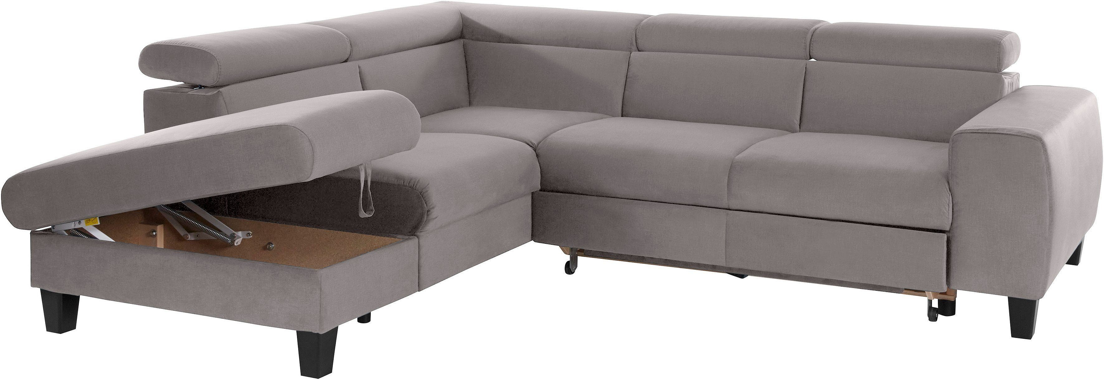 COTTA Zithoek Morven L-vorm Set bestaande uit: hoekbank met hoofdverstelling & hocker (set)