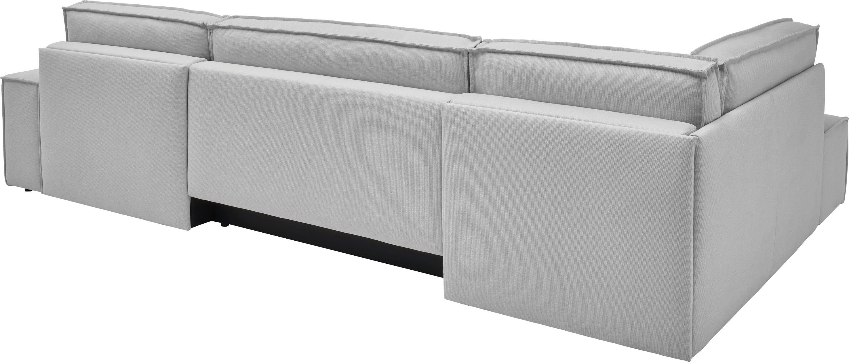 andas Zithoek FINNLEY U-model XXL 329 cm, bedbank, slaapfunctie m. bedkist