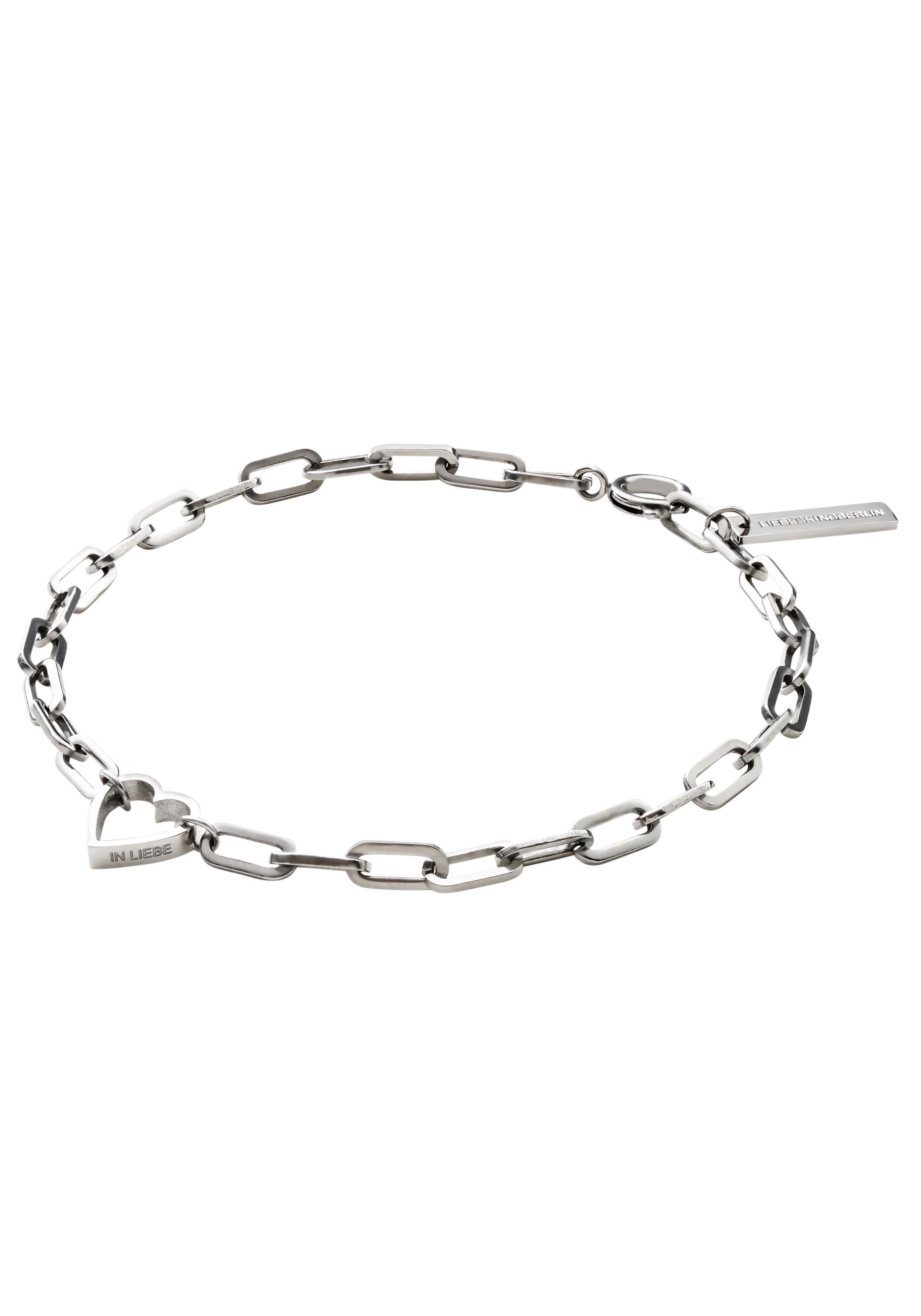 liebeskind berlin edelstalen armband lj-0343-b-20, hart met zirkoon (synthetisch) zilver