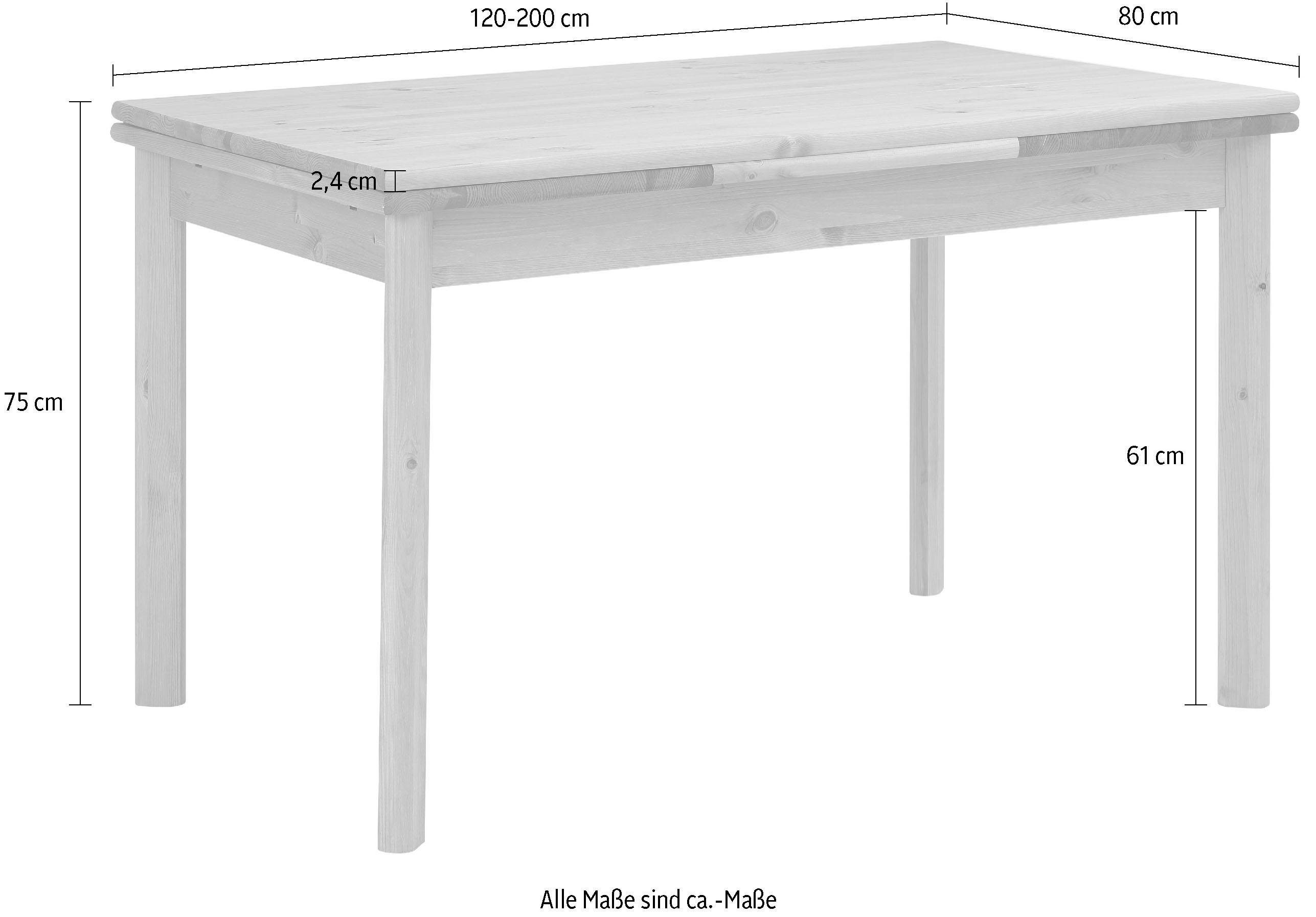 Home affaire Eettafel Tirza van massief grenen, met uittrekfunctie in 2 breedten