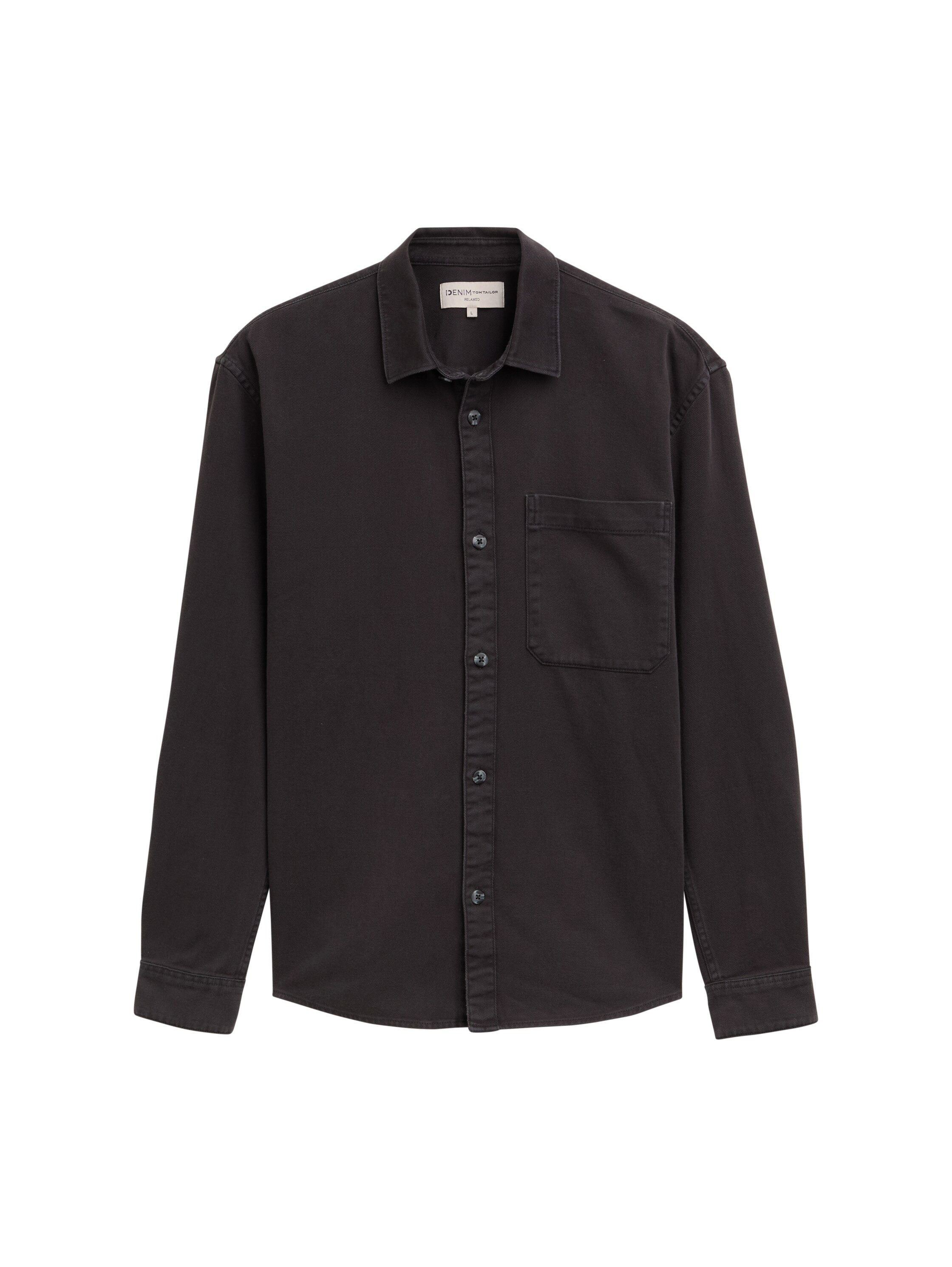 Tom Tailor Denim Overhemd met lange mouwen met borstzak van 100% katoen