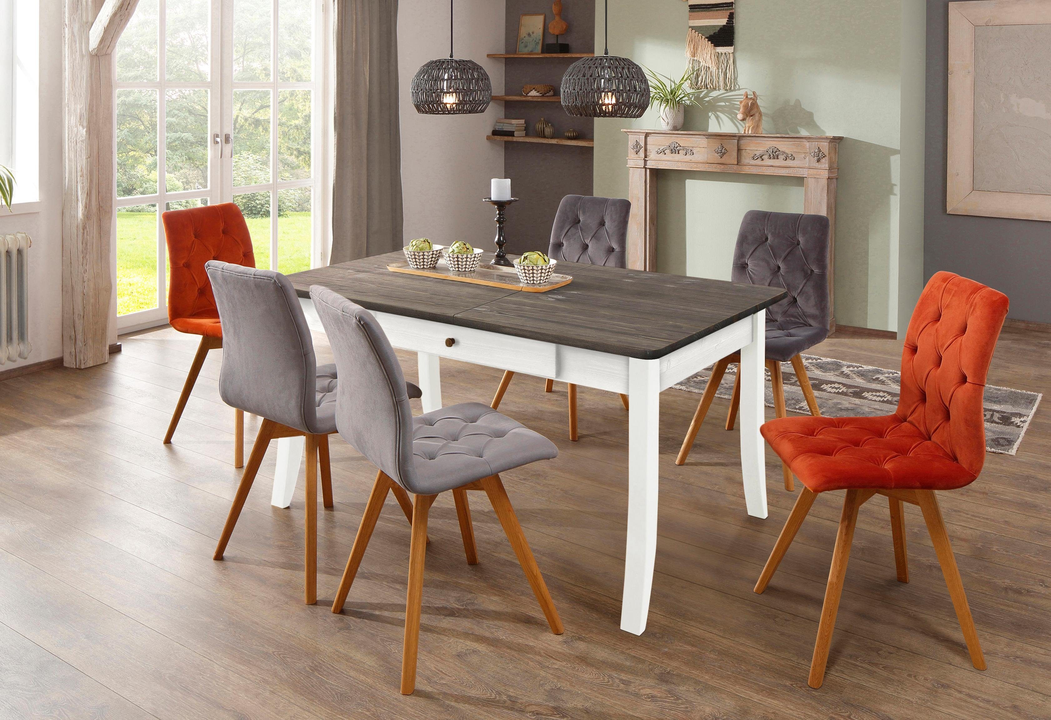 Home affaire Eettafel PALERMO met uitschuiffunctie en 2 laden, fsc® gecertificeerd