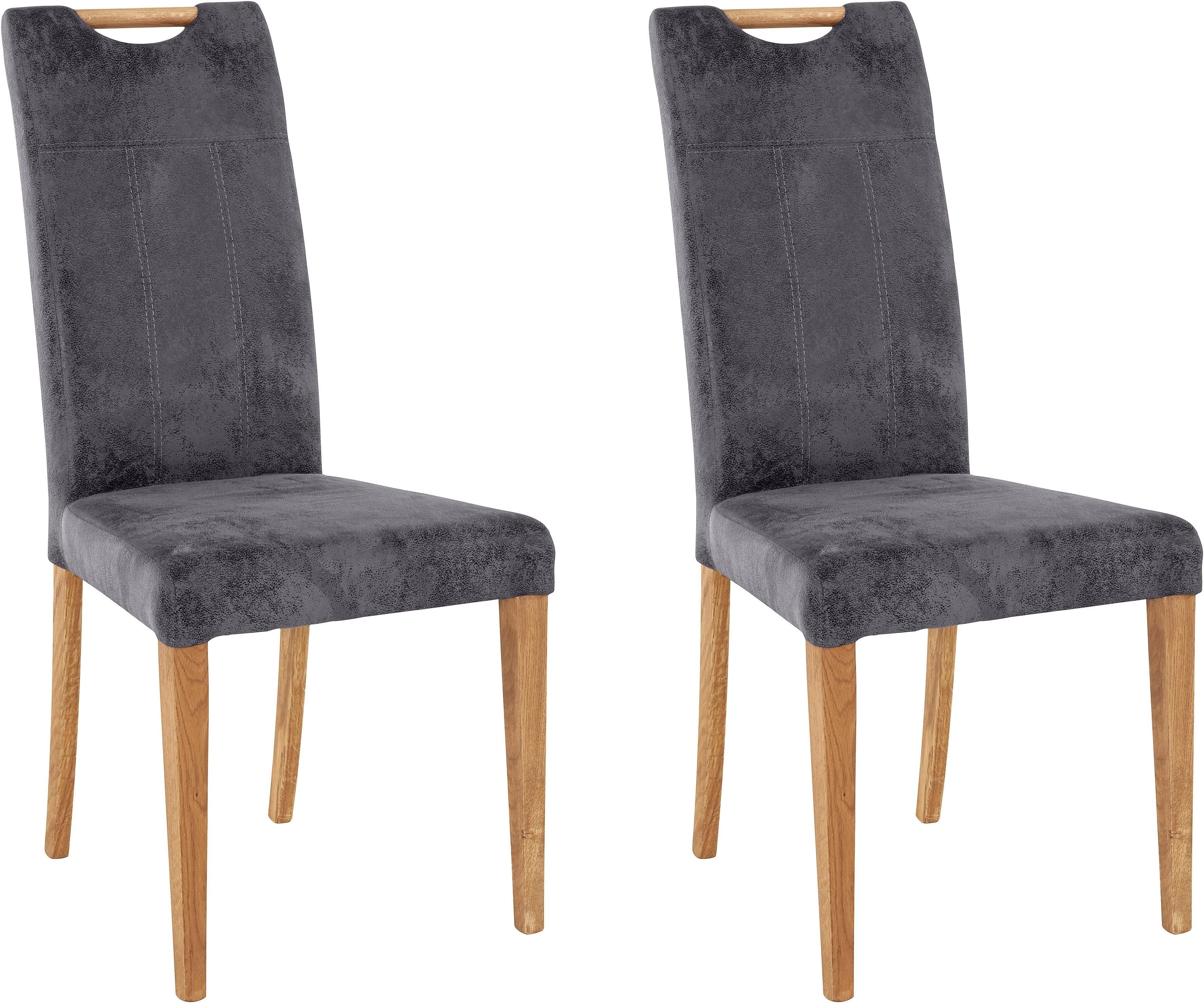 Home affaire Eetkamerstoel Roberta gestoffeerde stoel, massief eiken frame (set, 2 stuks)