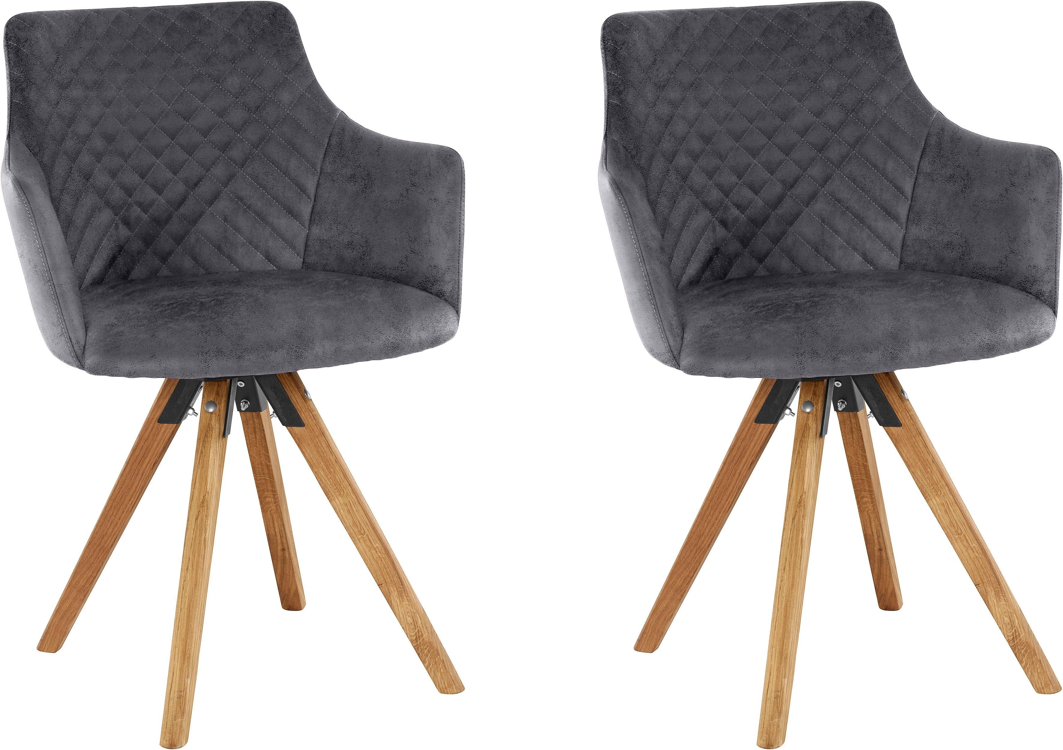 Home affaire Stoel met armleuningen LISABON met draaifunctie, overtrokken met robuuste microvezel (set, 2 stuks)
