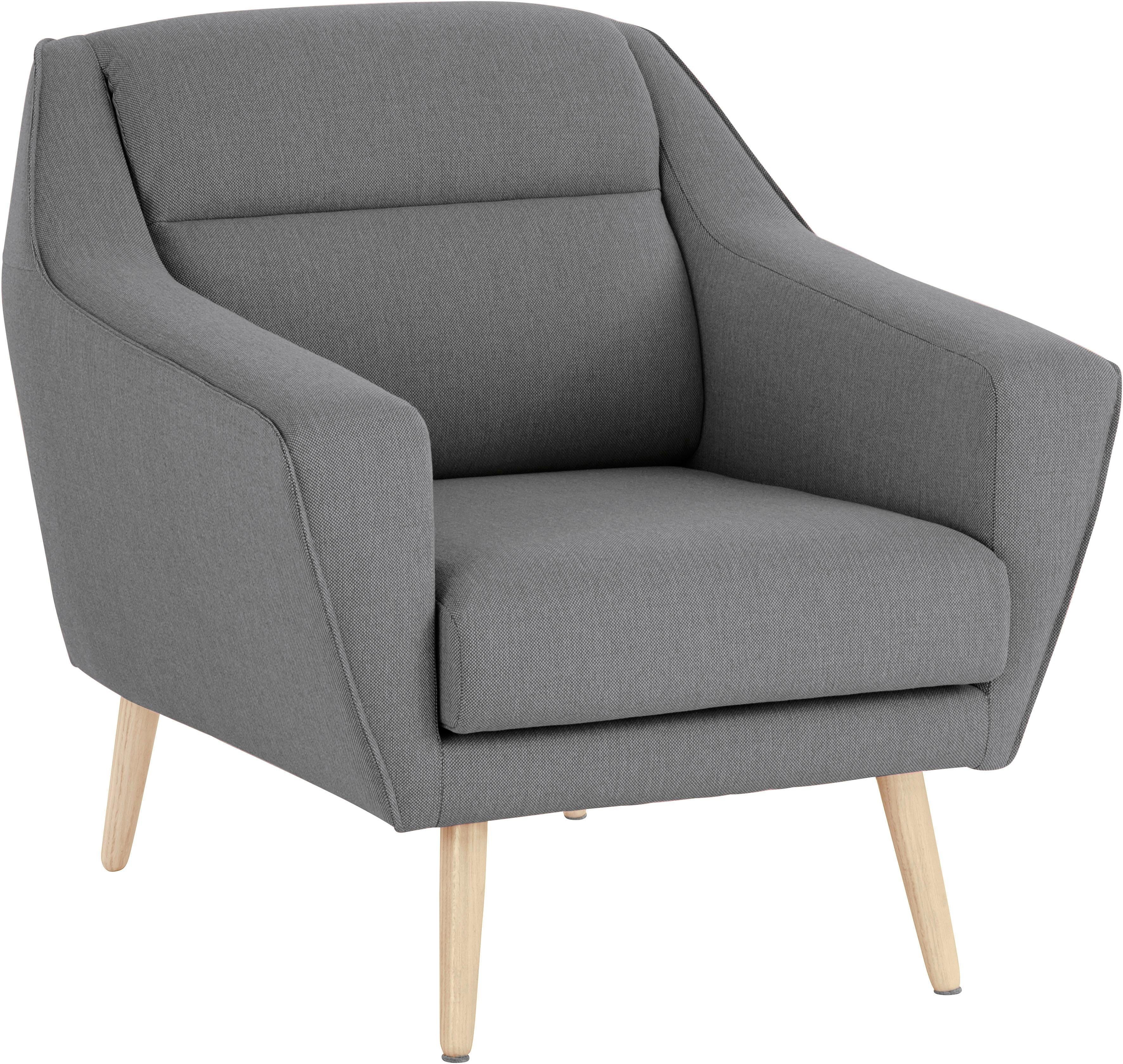 andas Fauteuil Bille met naad in het rugkussen en eikenhouten poten, design by morten georgsen