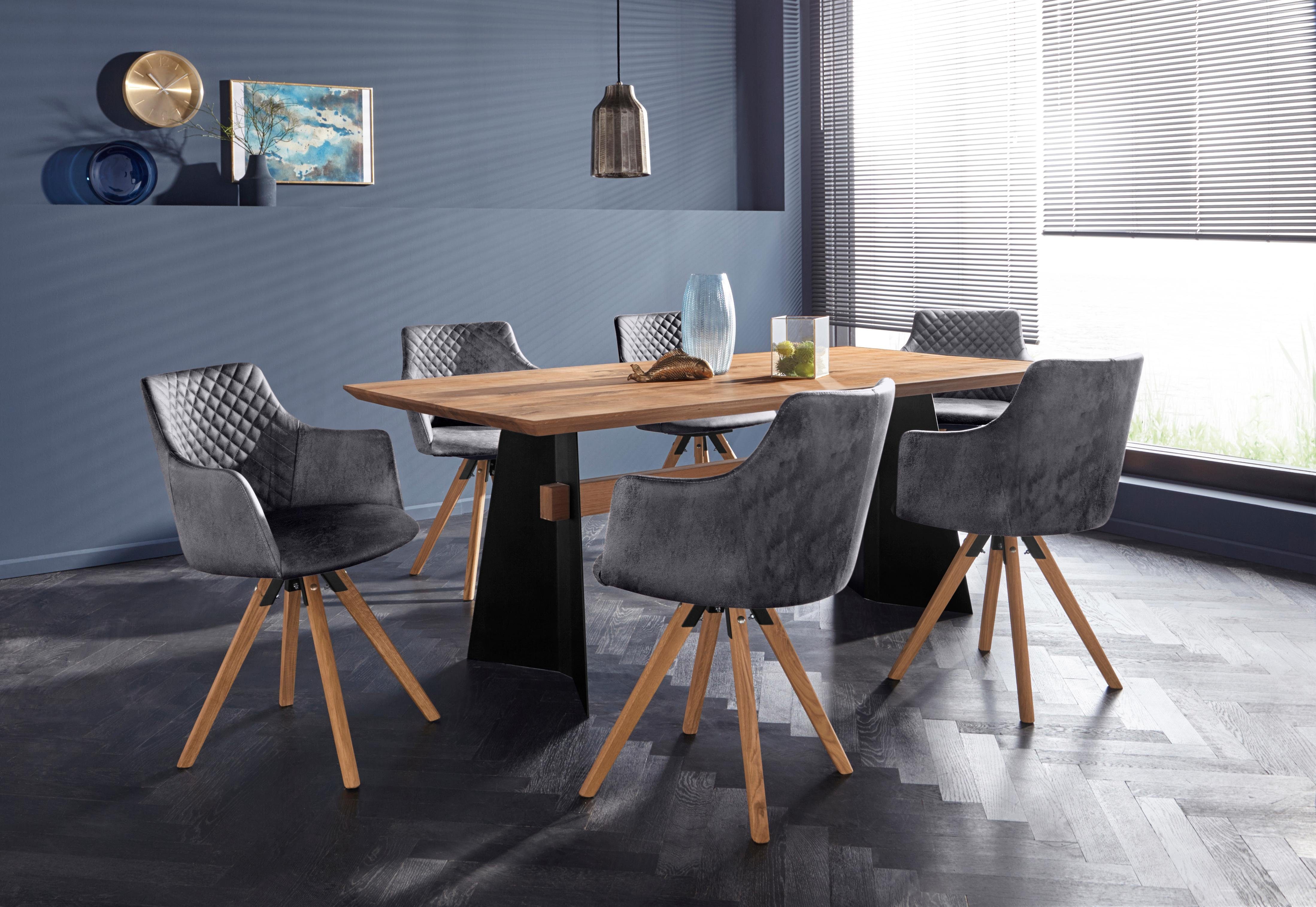 Home affaire Stoel met armleuningen LISABON met draaifunctie, overtrokken met robuuste microvezel (set, 2 stuks)