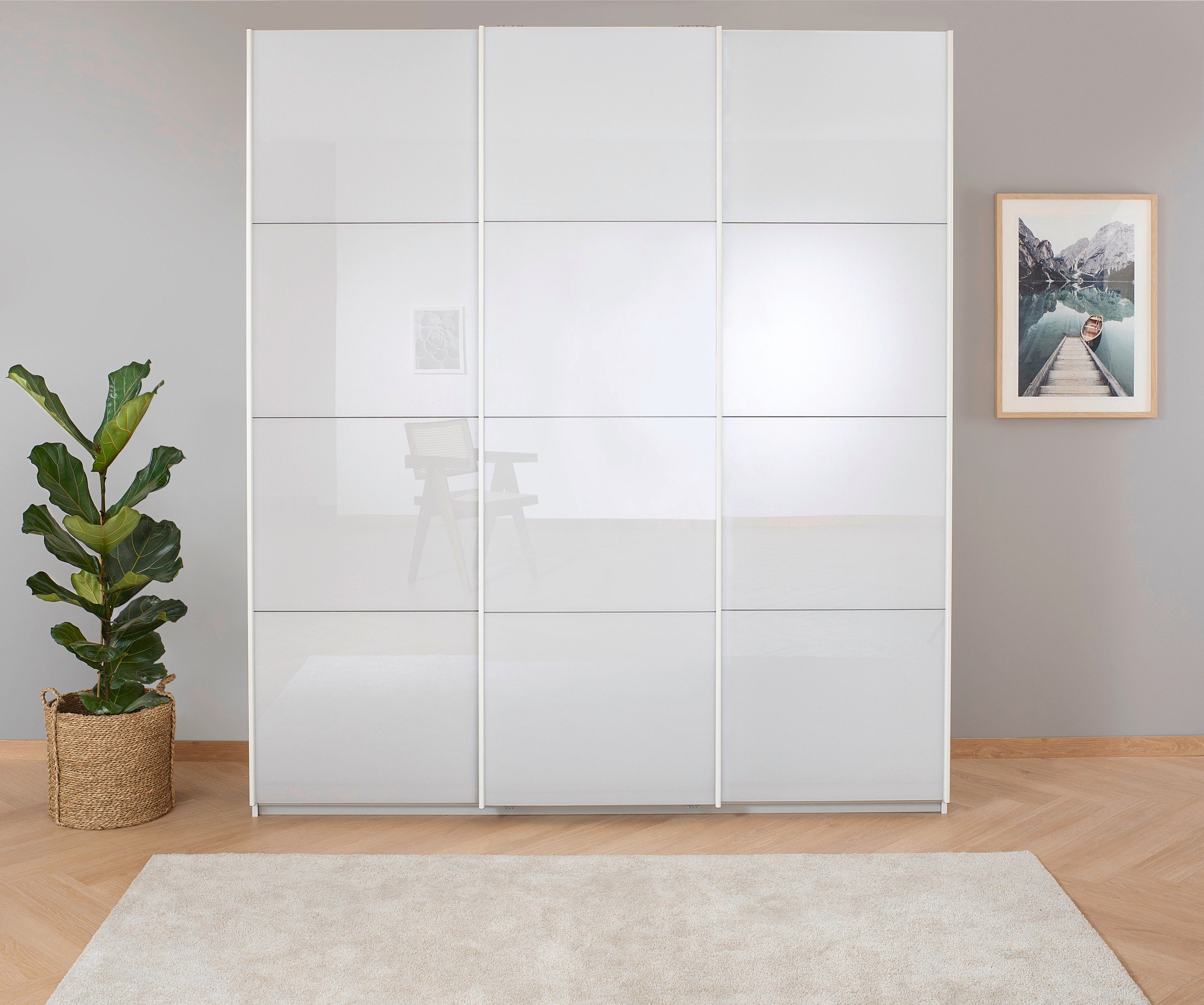 rauch Zweefdeurkast Koluna Glazen front, inclusief 2 lades en extra planken