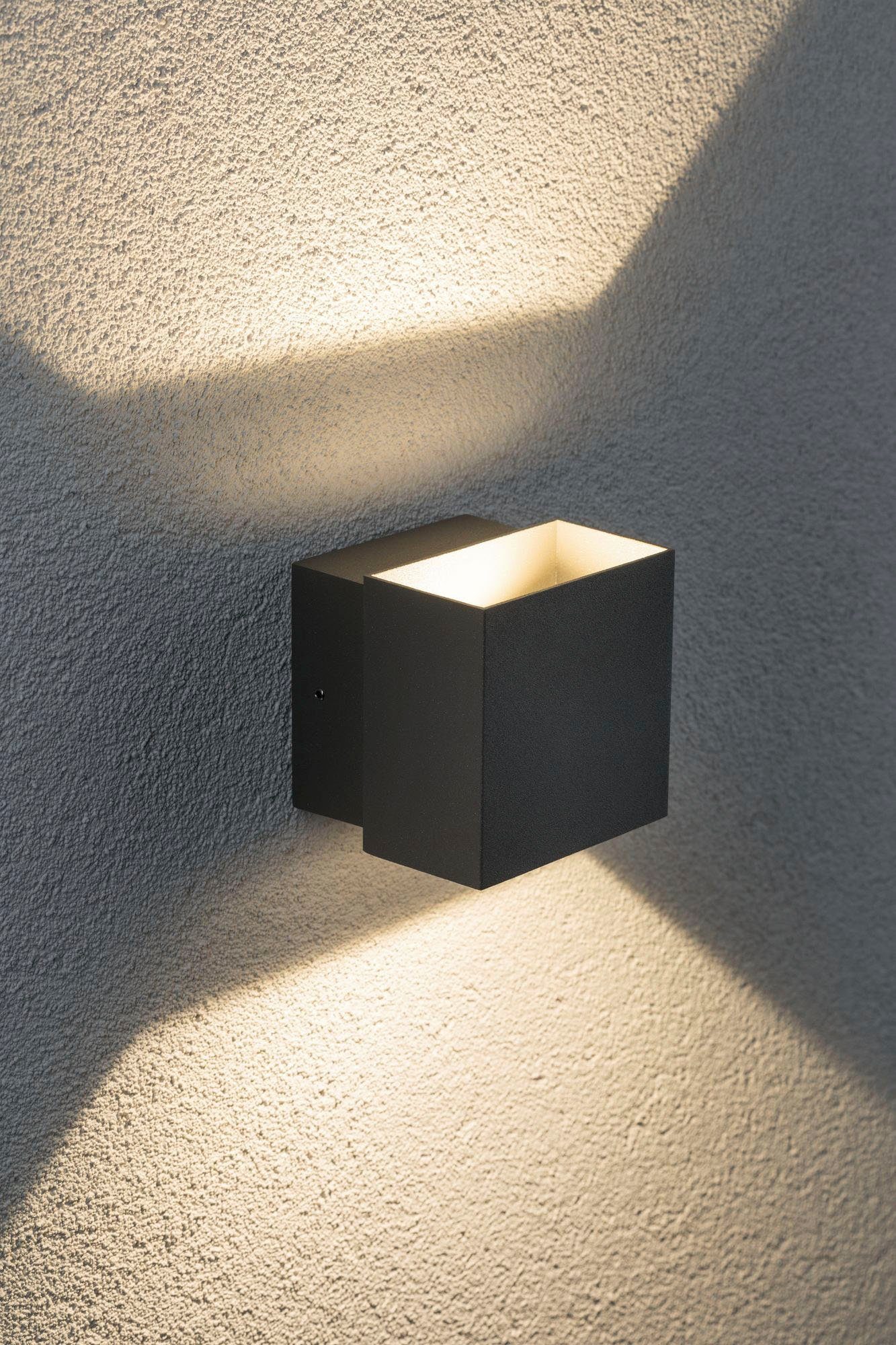Paulmann Led-wandlamp voor buiten Buiten 230V Cybo LED 2x3,5W 230V IP65 vierkant 100x100mm Grijs Aluminium (1 stuk)