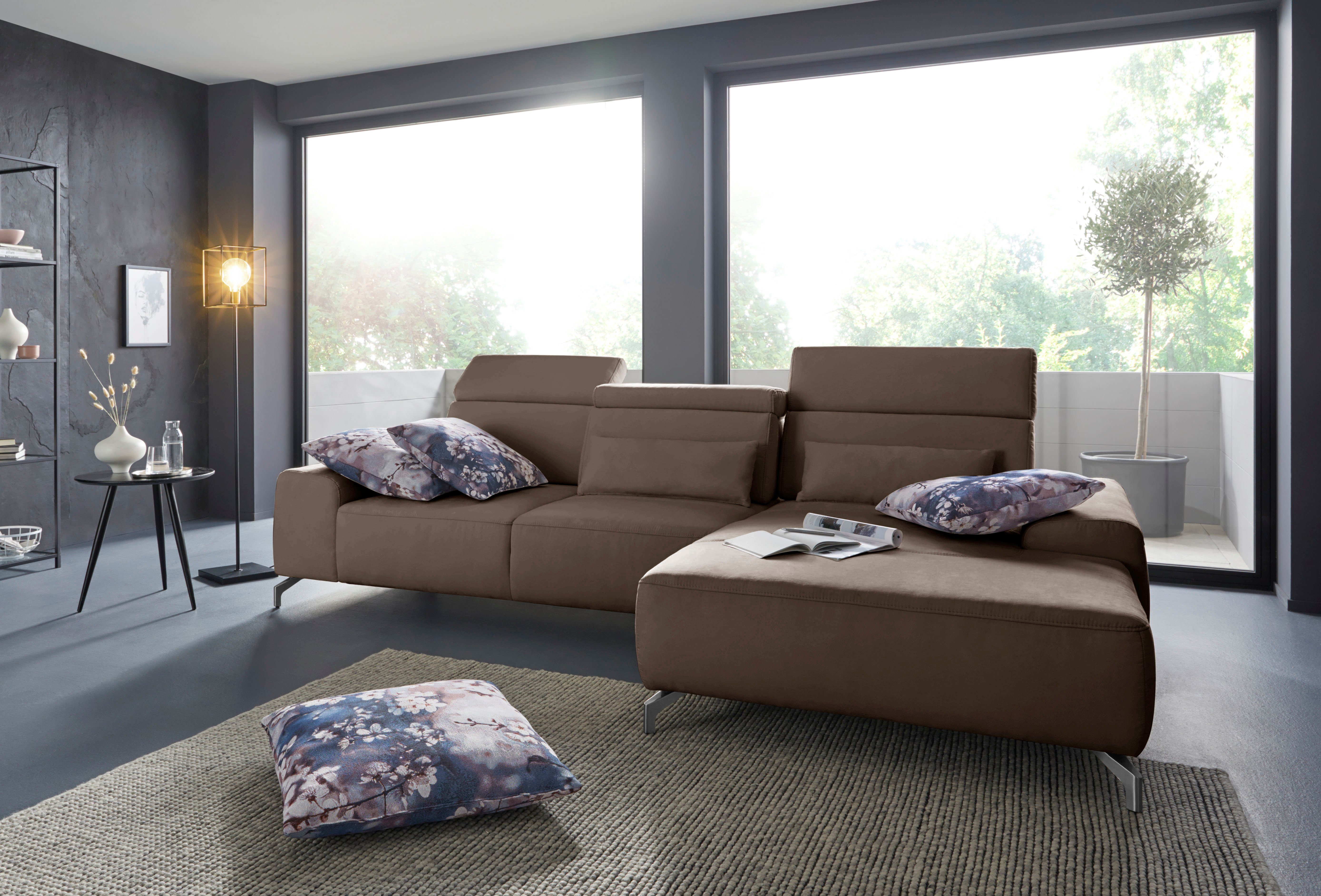 sit&more Hoekbank Gizeh L-vorm Poothoogte 12 cm, inclusief zitdiepteverstelling en verstelbare hoofdsteun