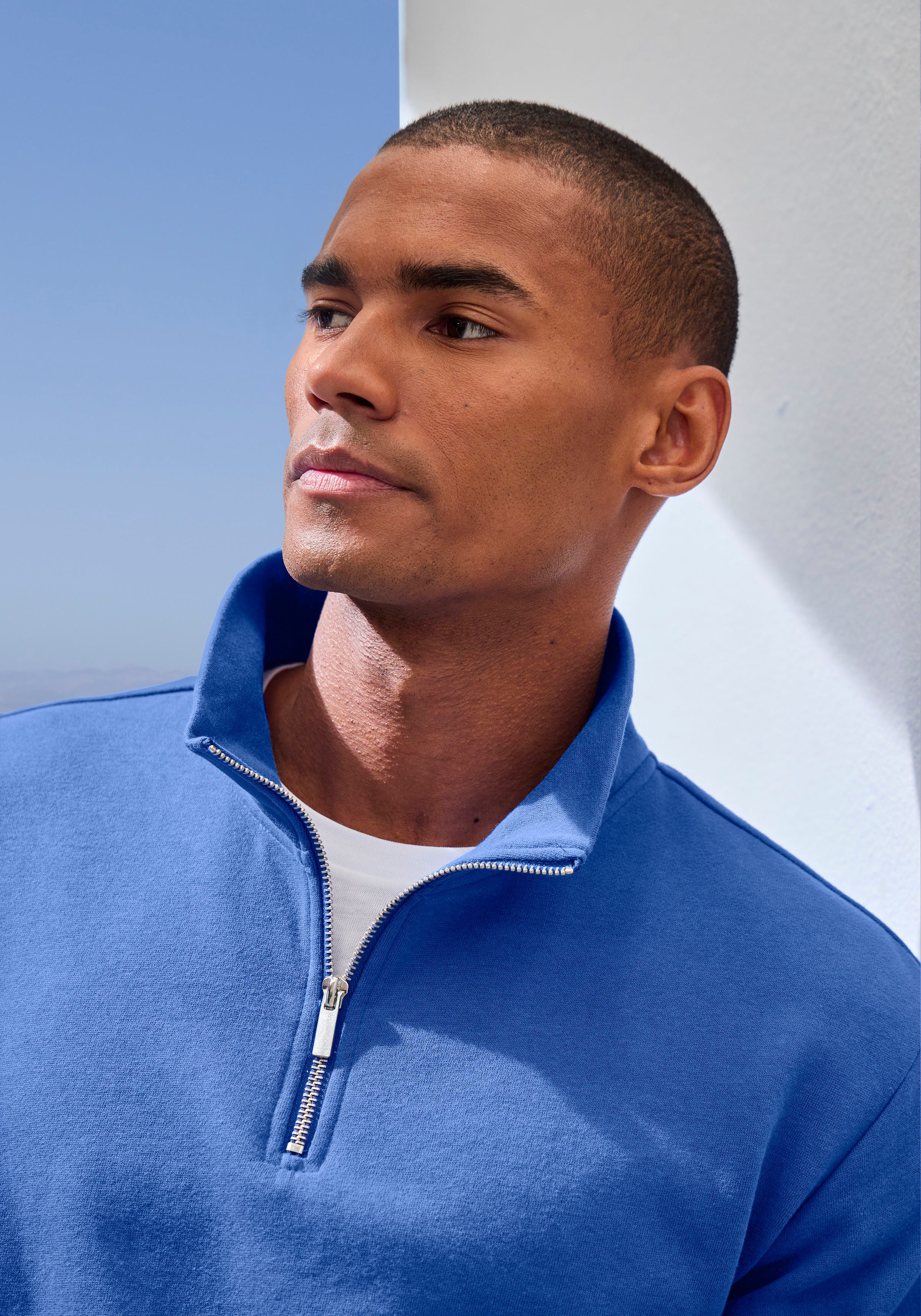 John Devin Sweatshirt Lange mouwen, sweatshirt met rits aan de staande kraag