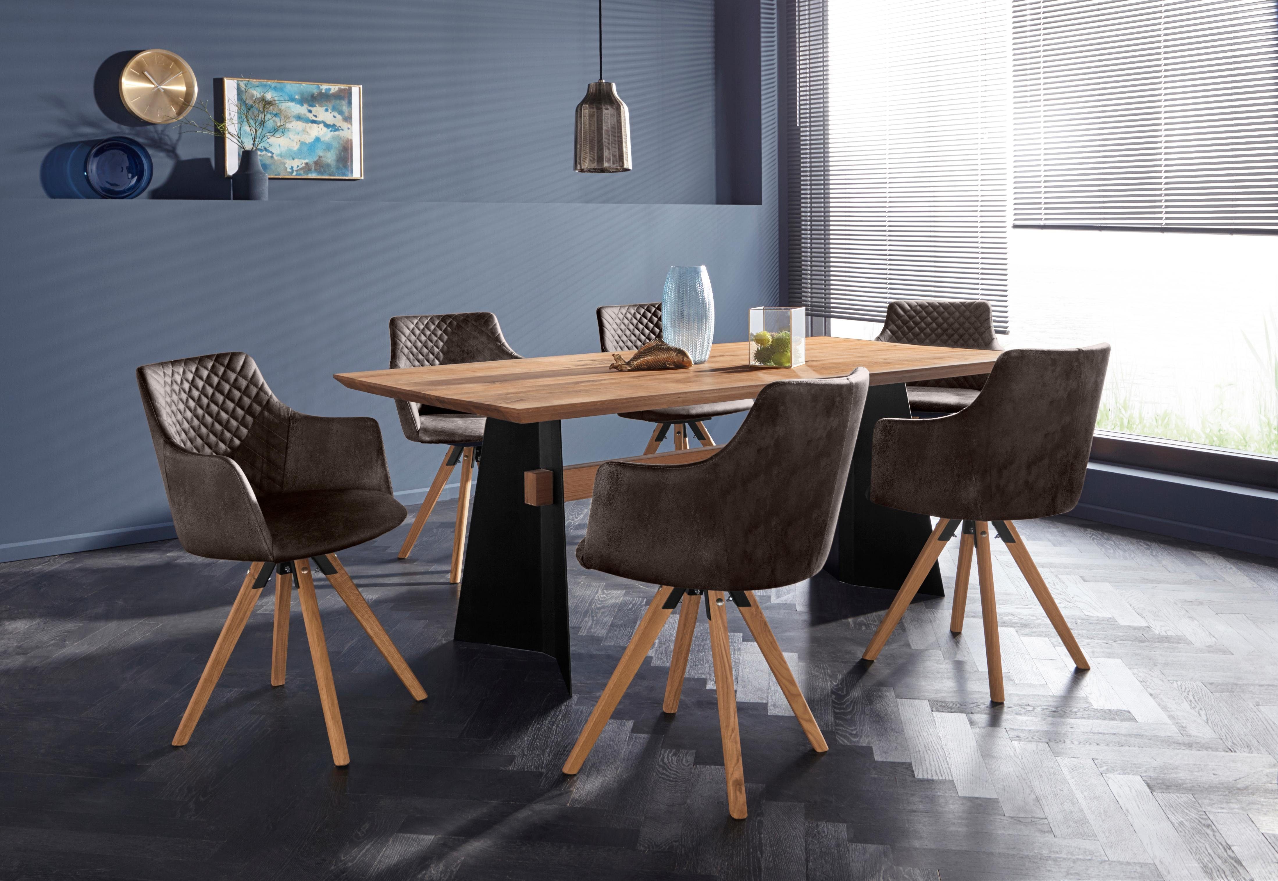 Home affaire Stoel met armleuningen LISABON met draaifunctie, overtrokken met robuuste microvezel (set, 2 stuks)