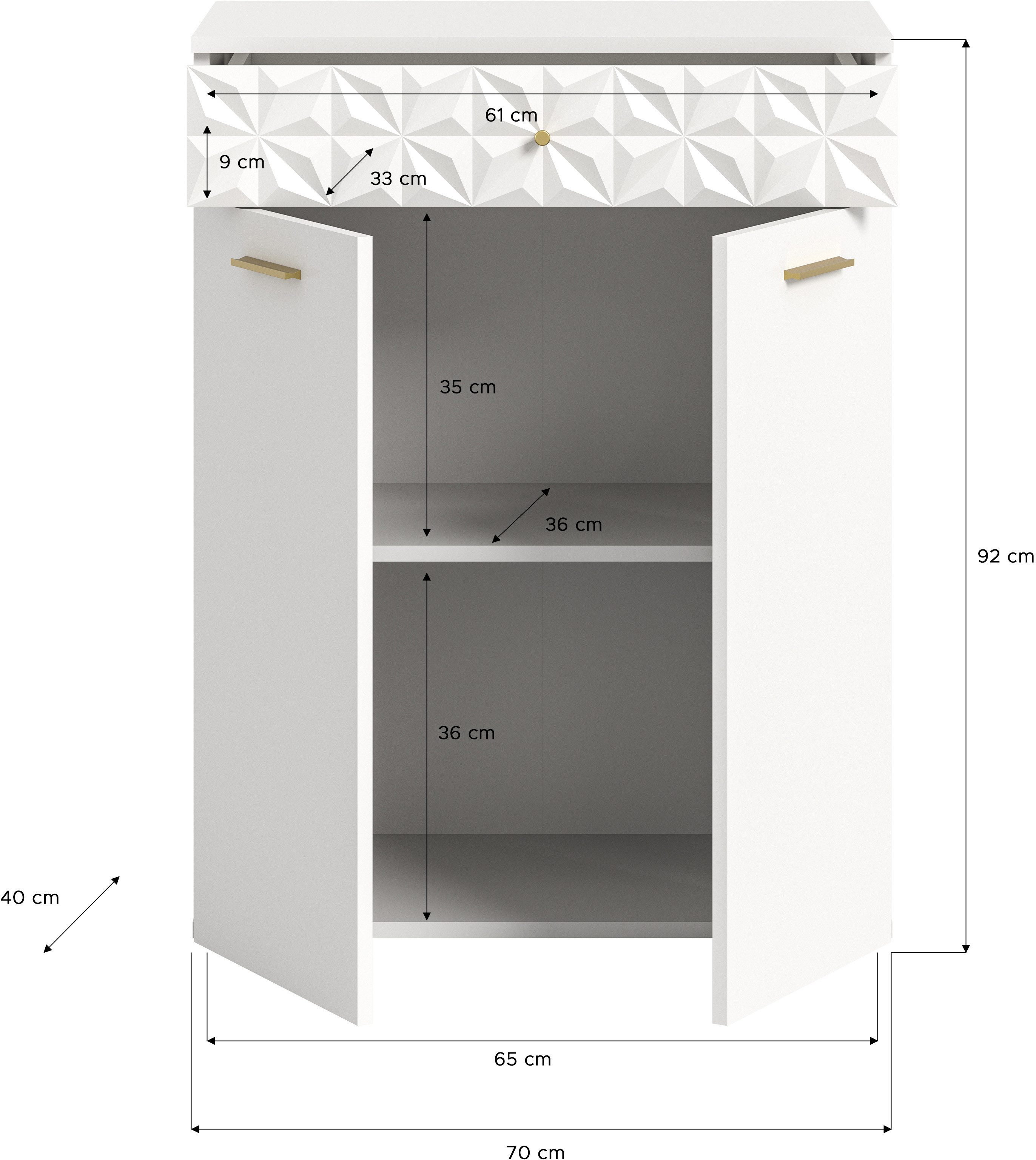 INOSIGN Kast Schoenenkast, 1 lade, 2 deuren, 1 legplank, Ornamentafscheiding Gang, hal, gangkast, kast, multifunctionele kast, 2-deurs commode