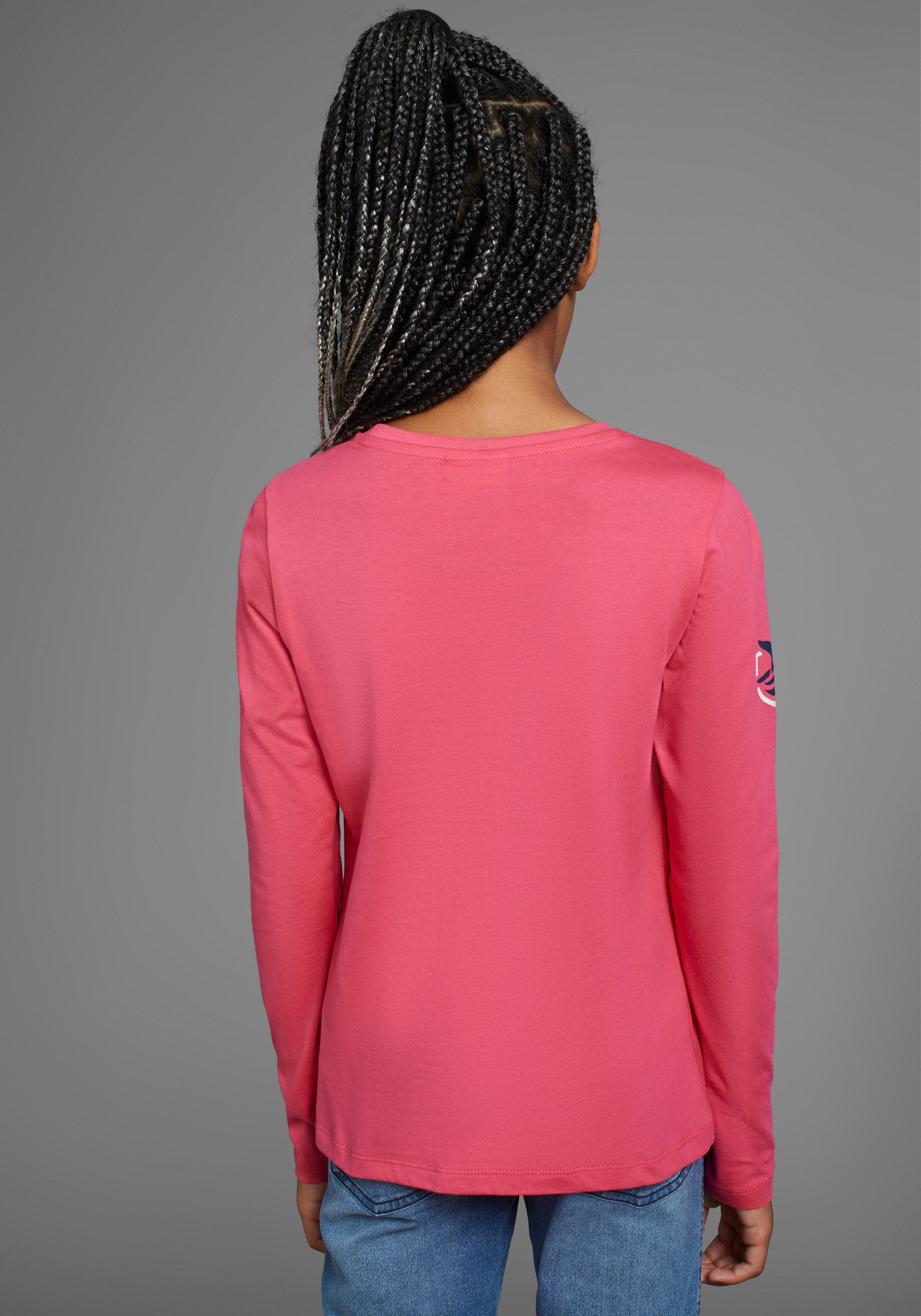 DELMAO Shirt met lange mouwen Met changerende pailletten pailletten in 2 kleuren te dragen