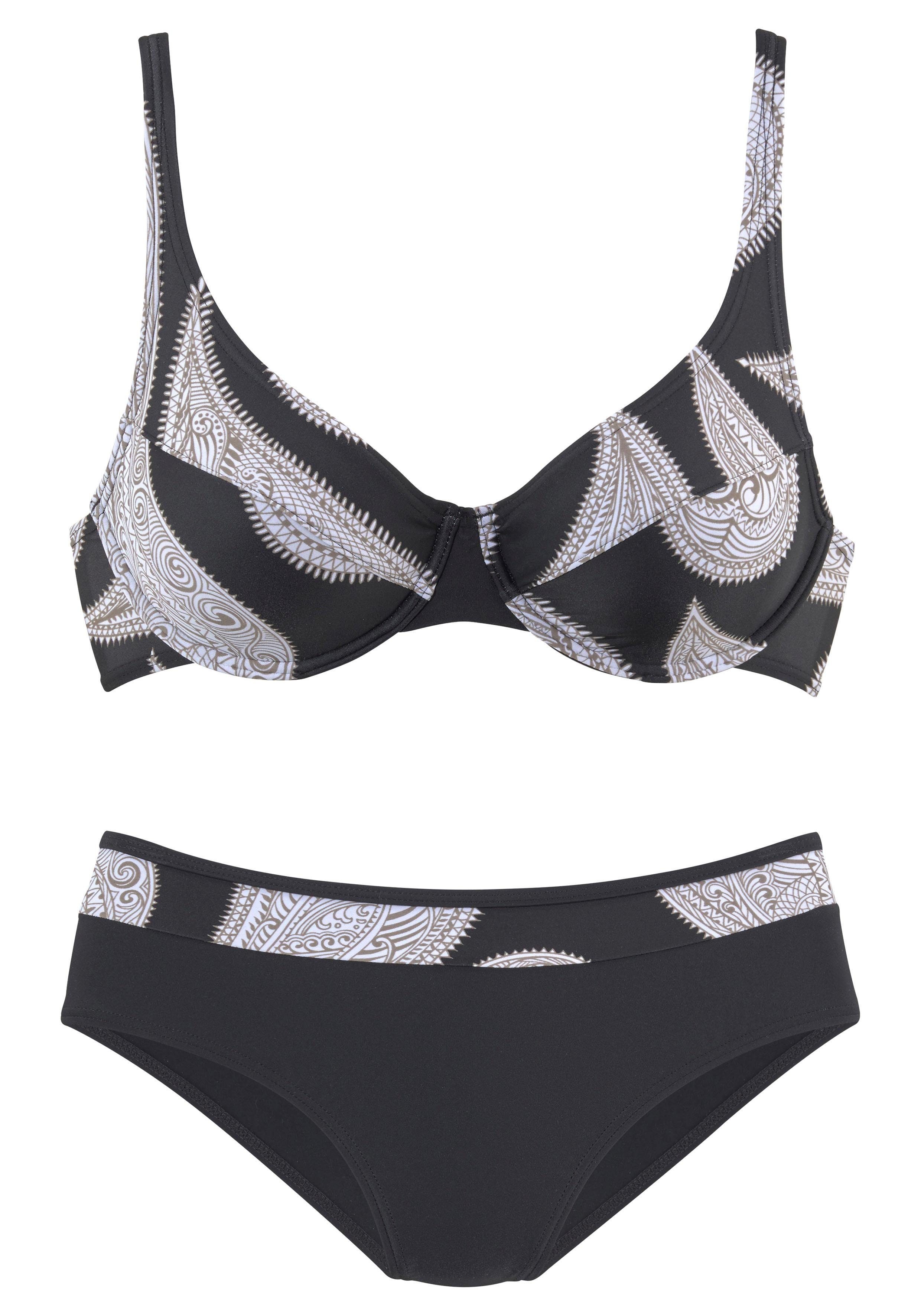 Lascana Beugelbikini aan de zijkant extra hoog gesneden, verstelbare bandjes dames bikini's maat 36 C zwart
