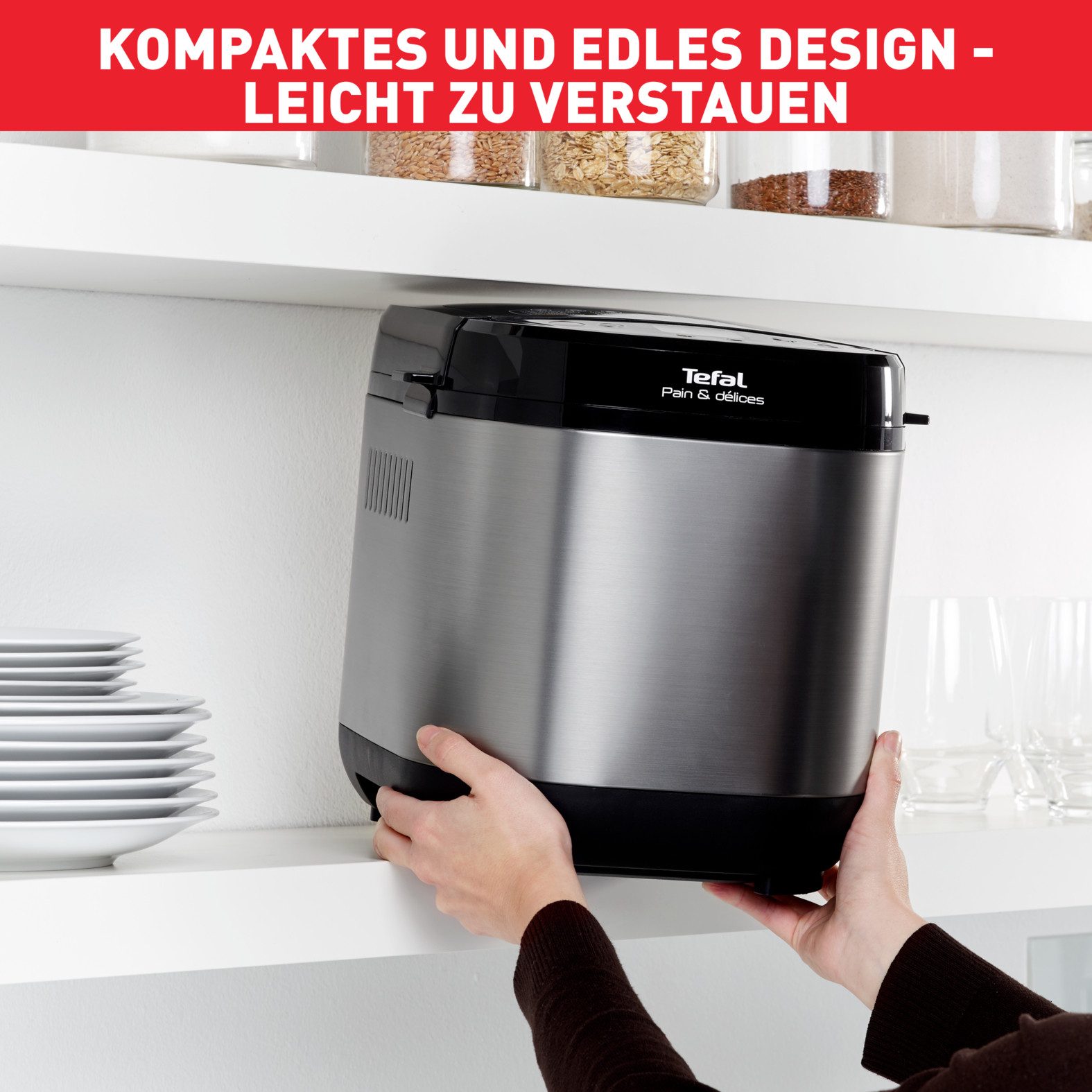 Tefal Broodbakmachine Pain & Délices, 20 bakprogramma's, 3 broodmaten en bruiningsgraden 3 broodformaten & bruiningsgraden, ook voor andere deegsoorten, pf240e