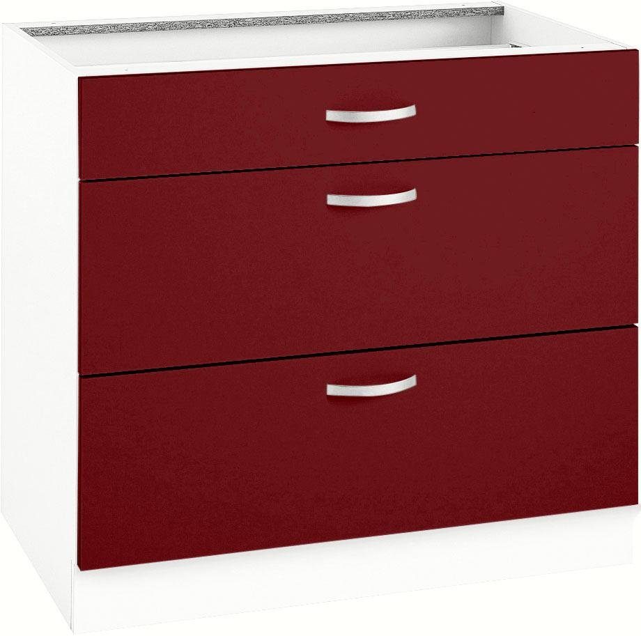 wiho Küchen Onderkast Flexi Breedte 90-130 cm onderkasten rood