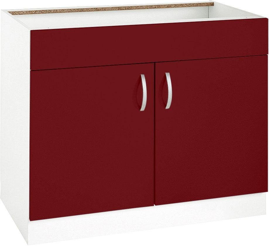 wiho Küchen Gootsteenkast Flexi Breedte 100 cm gootsteenkasten rood