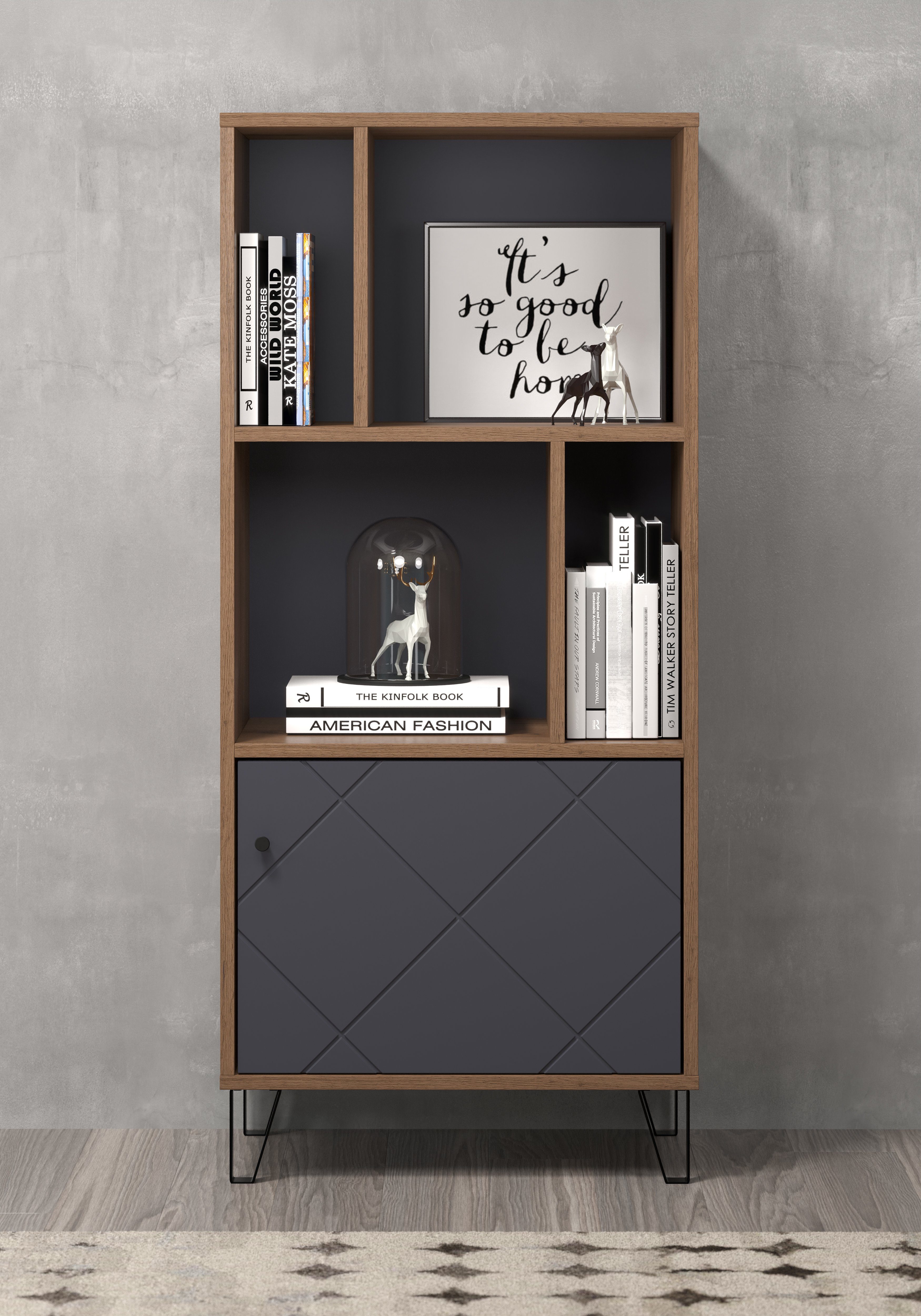 Places of Style Staand rek MOLVENO Boekenrek - matte echt houtlook - Soft-Close-functie, breedte 63 cm (1 stuk)