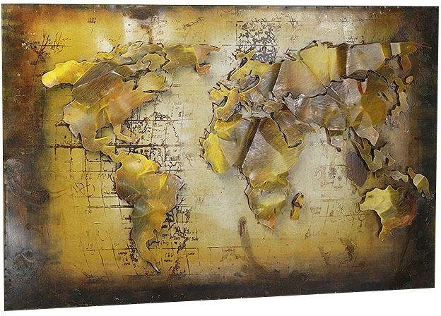 locker Metalen artprint 3D Wereldkaart