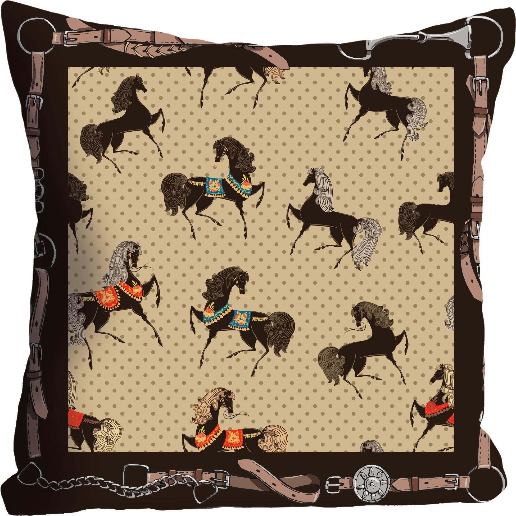 queence Sierkussen Paarden Kussenovertrek zonder vulling(1 stuk) sierkussens maat 1x 40x40 cm multicolor
