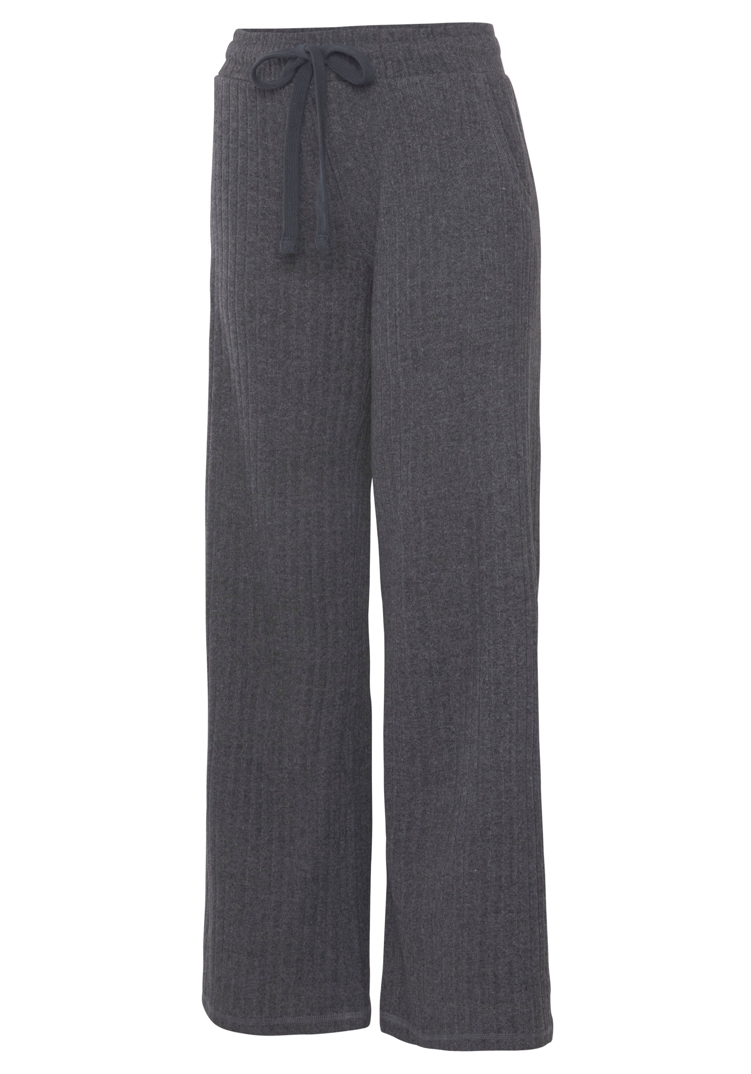 Lascana Homewearbroek -Loungebroek -lounge-/brei broek met wijde pijpen en zijzakken, loungewear (1-delig)