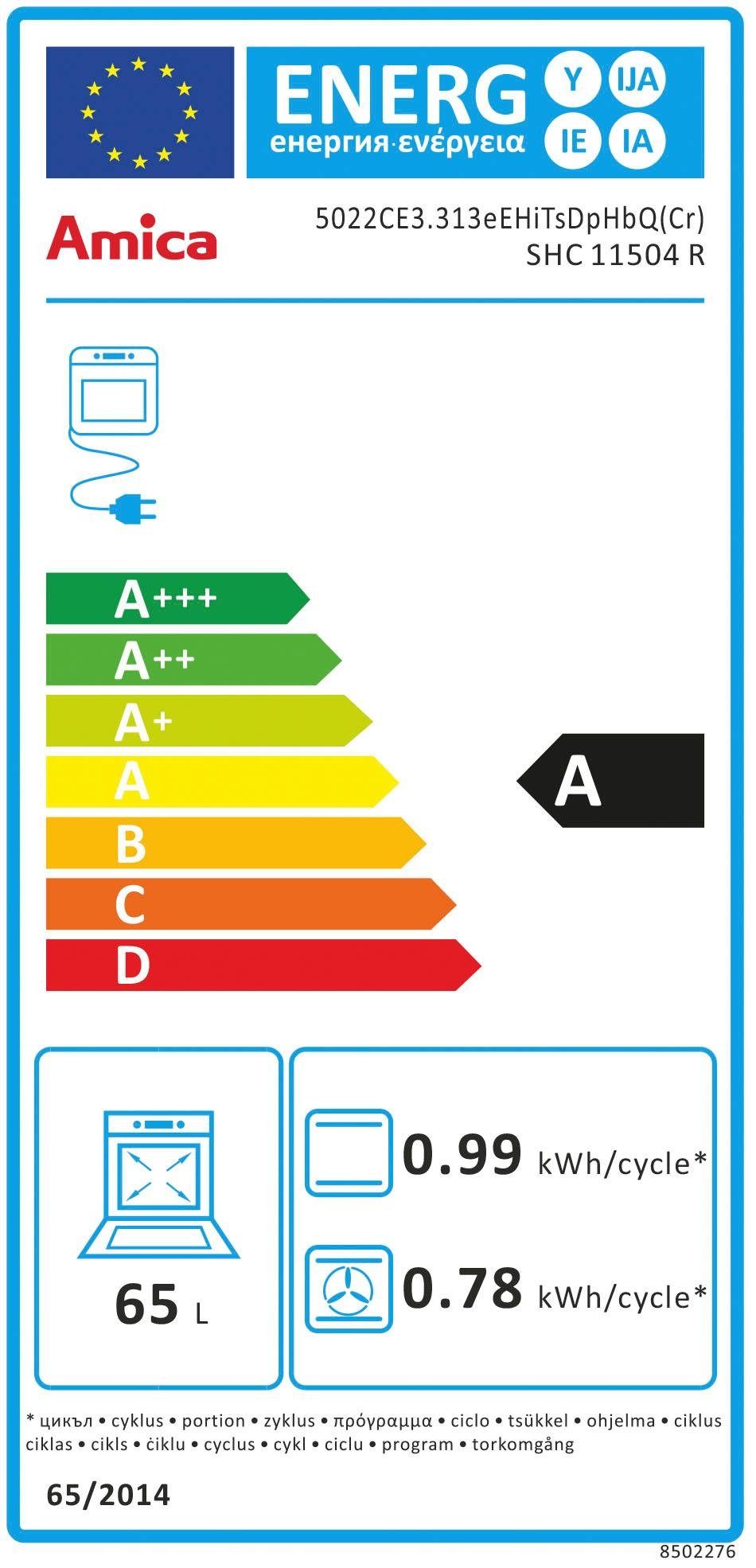 Amica Vrijstaand elektrisch fornuis SHC 11504 R