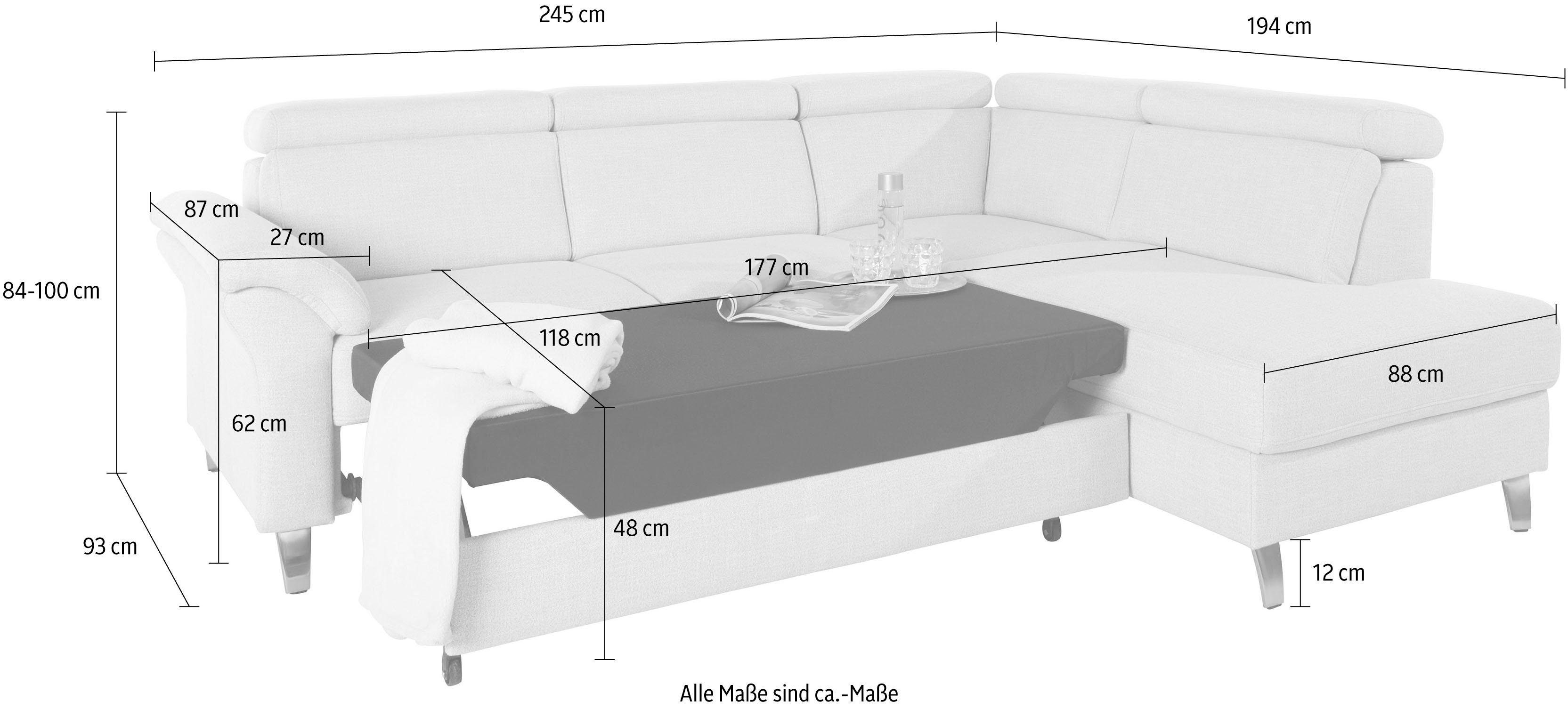 sit&more Hoekbank Arngast L-vorm met verstelbare hoofdsteun en binnenvering