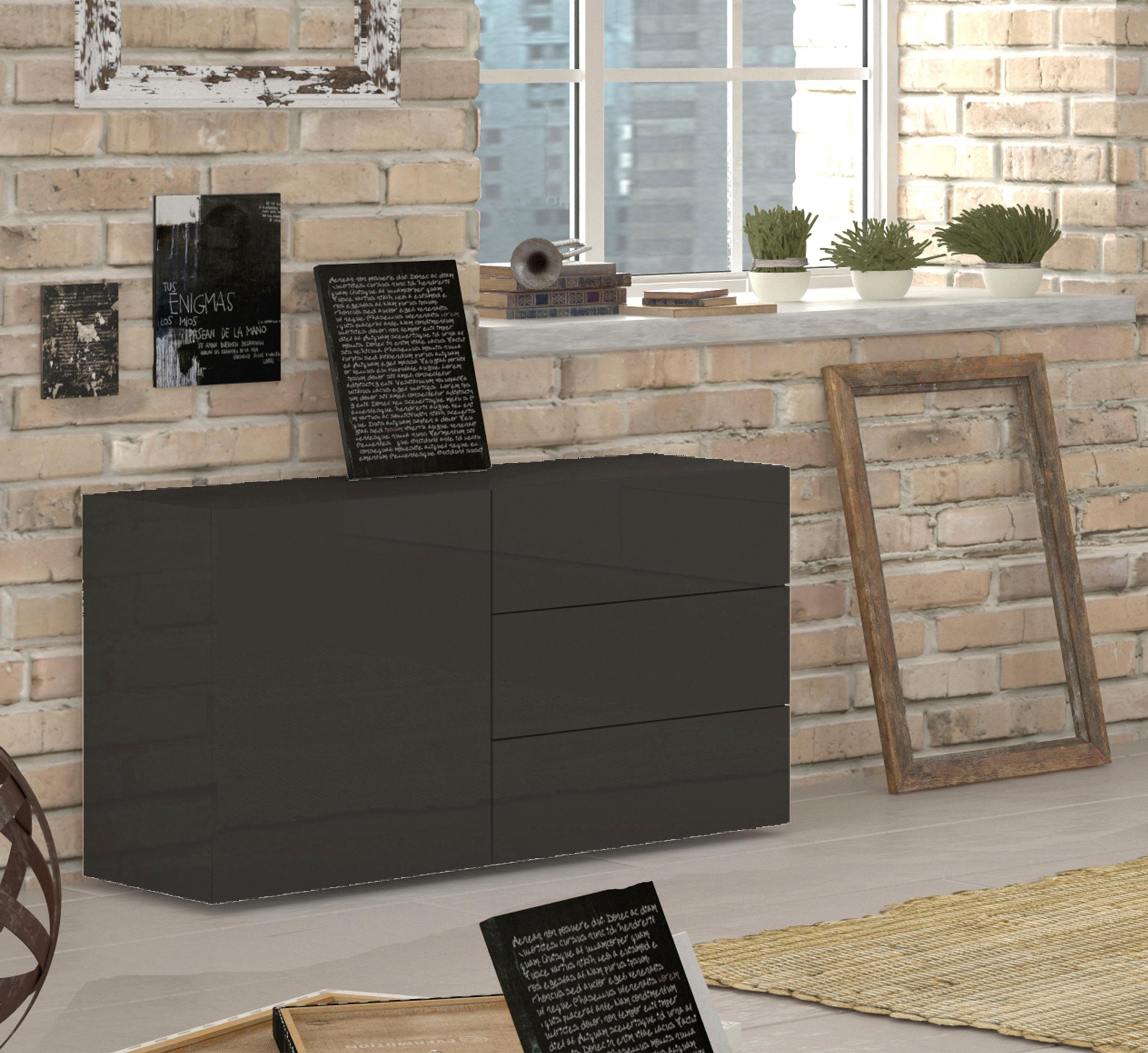 INOSIGN Dressoir Metis Breedte 110 cm dressoirs maat 110x40x60,5 cm grijs