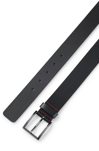 HUGO Leren riem Geek_Sz35 met contrasterende naden en subtiele metalen sluiting