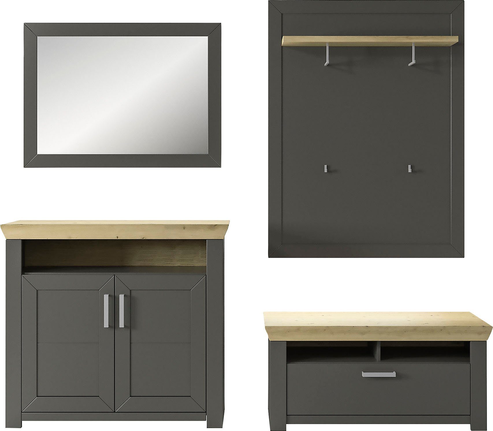 set one by Musterring Halmeubelset GA York Kombi 56 met garderobe paneel en spiegel (set, 4-delig)