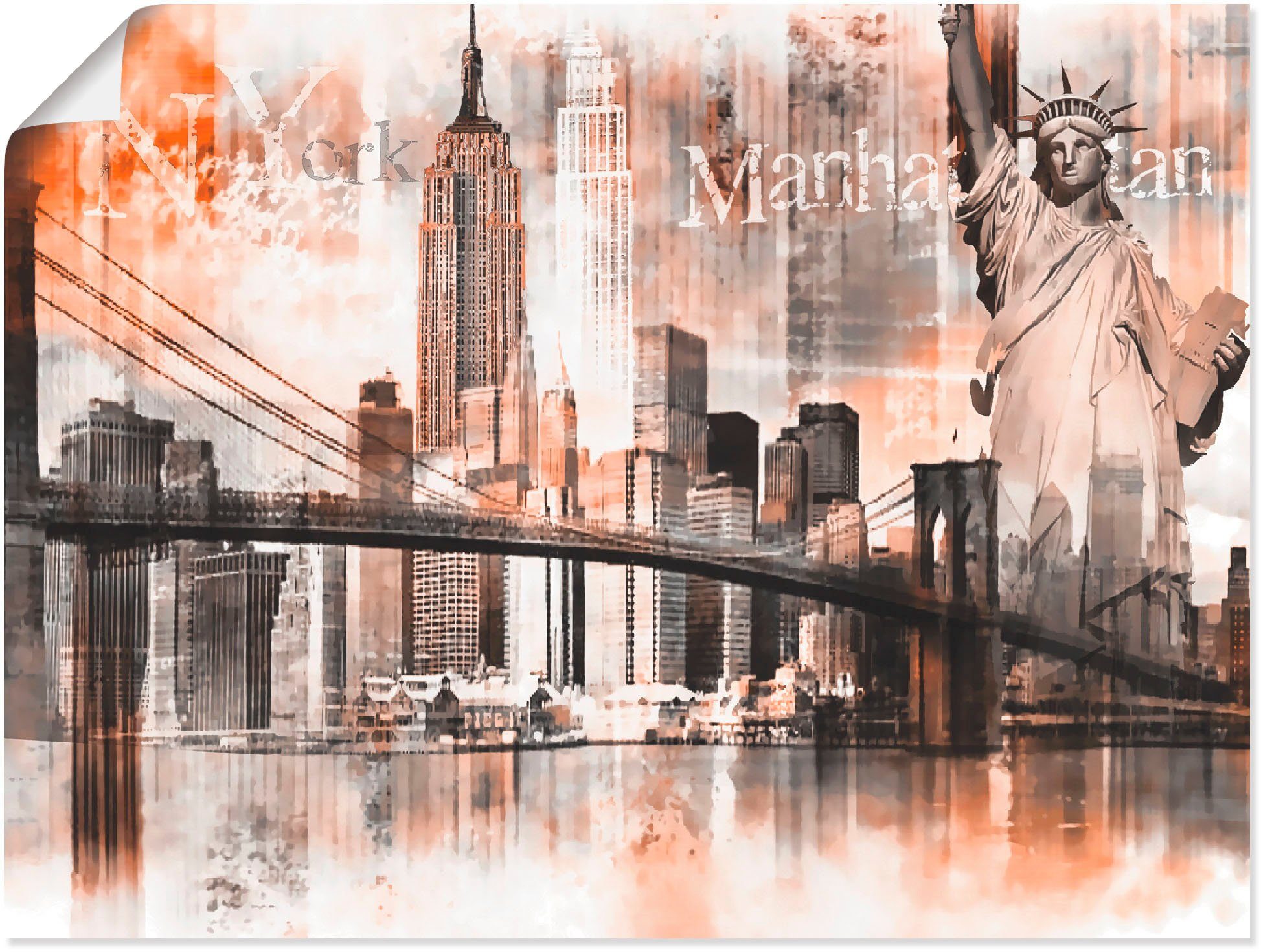 Artland Artprint New York skyline collage V in vele afmetingen & productsoorten -artprint op linnen, poster, muursticker / wandfolie ook geschikt voor de badkamer (1 stuk)