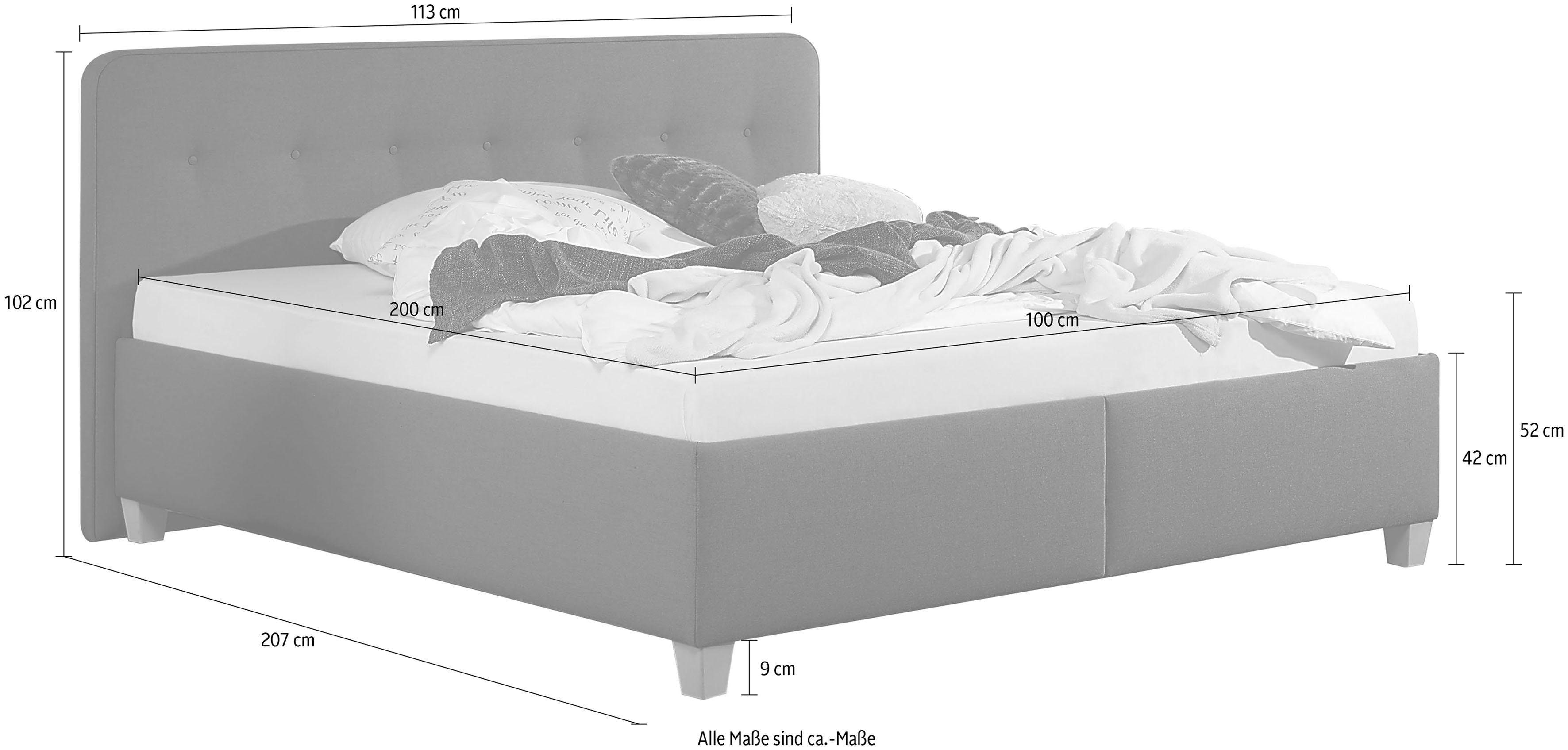 Maintal Gestoffeerd bed Mison met of zonder matras bonell-, koudschuim-, pocketveringskern matras