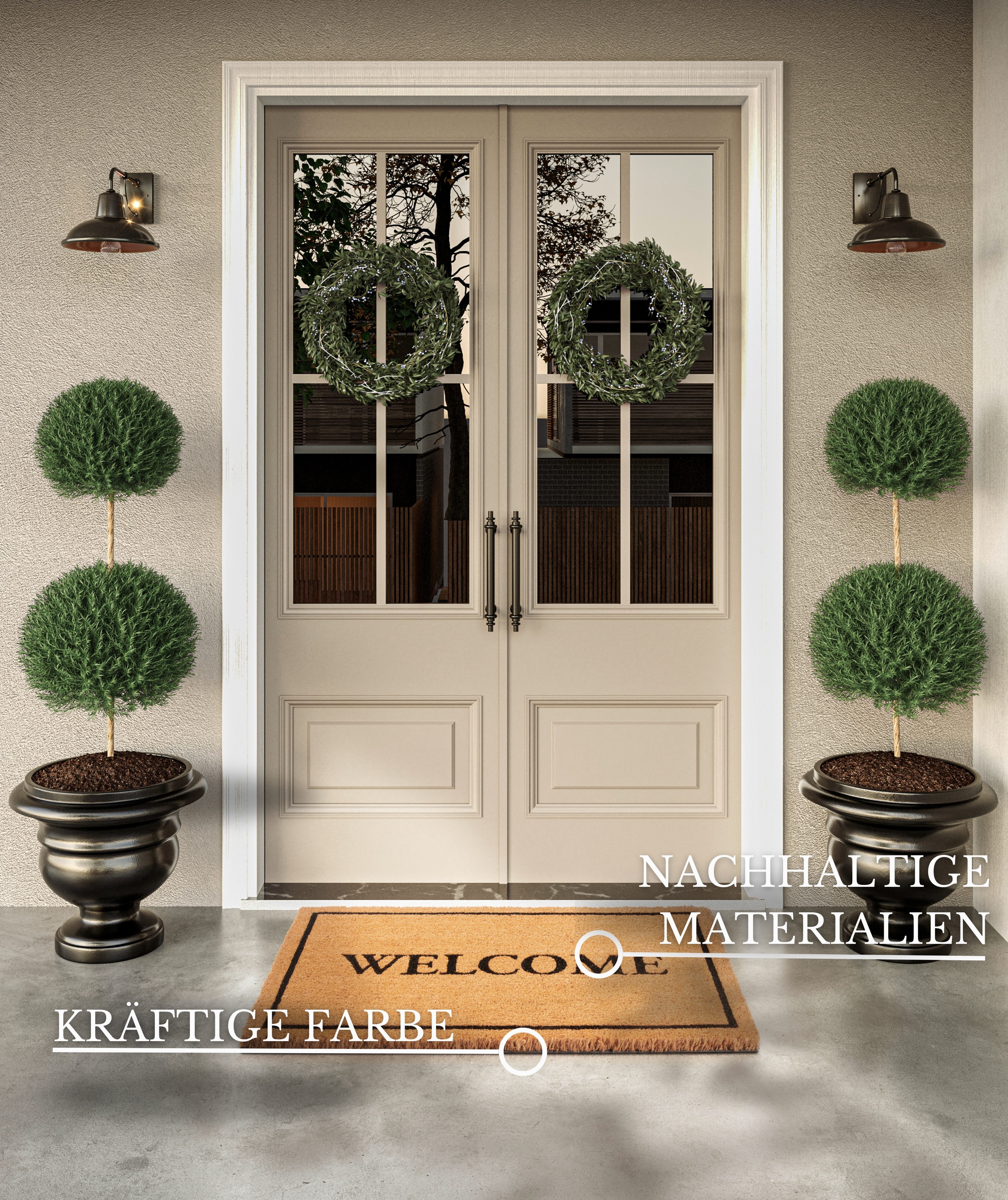 Villeroy & Boch Mat Caroline Welcome, deurmat Robuust, binnen, buiten, vuilafstotend, weerbestendig, natuur, kokos