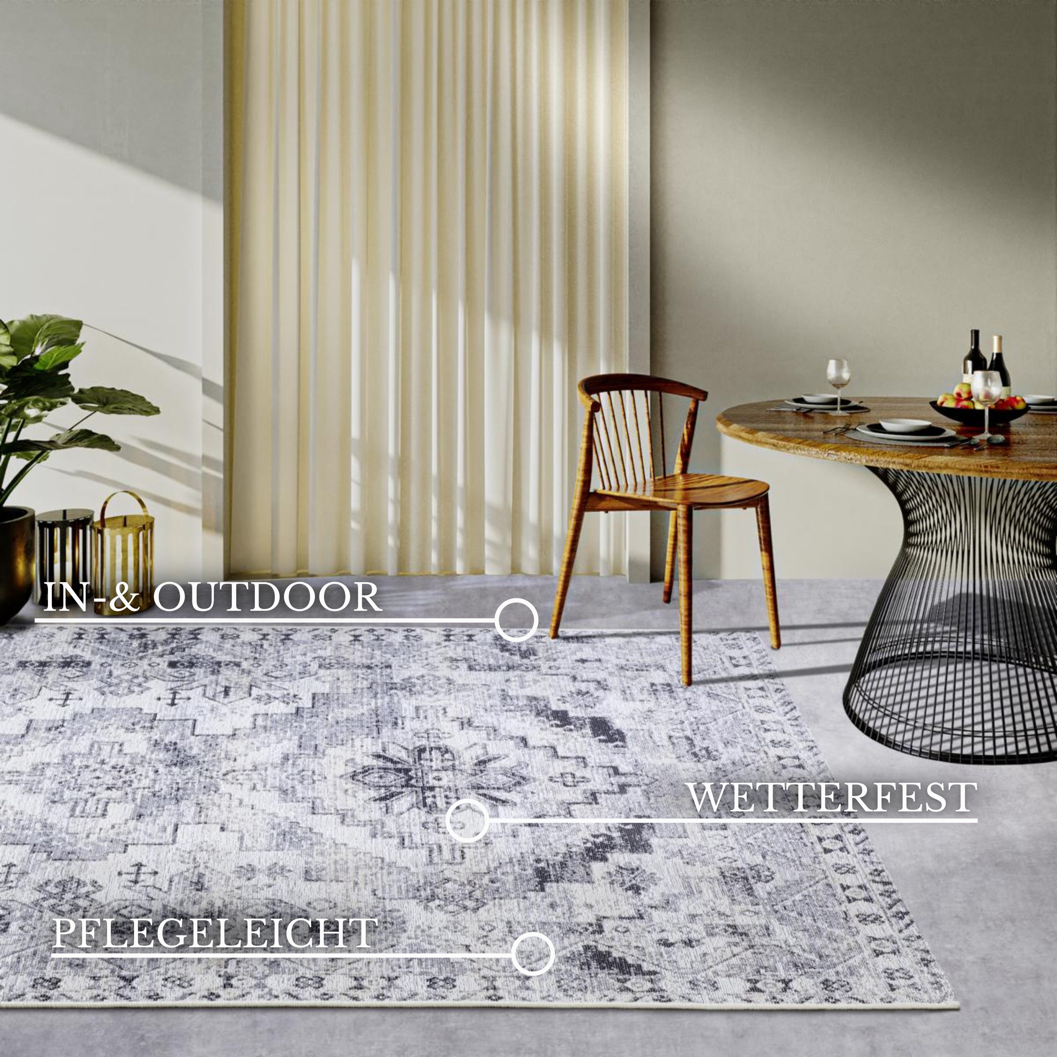 Villeroy & Boch Outdoorkleed Esther Buiten, vlakweefsel, weerbestendig, balkon, tuin, klassiek, terras