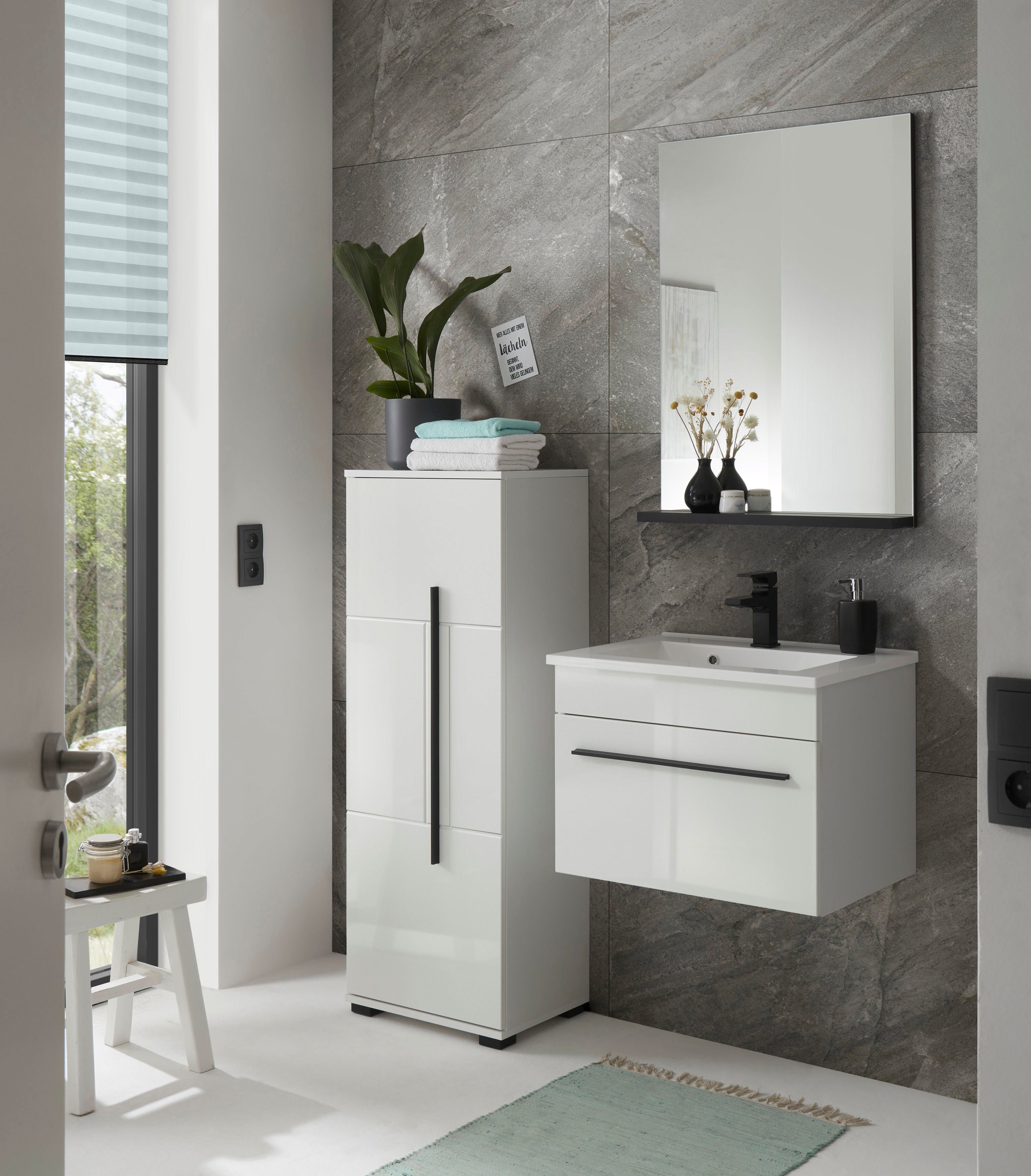 INOSIGN Halfhoge kast Cantara, badkamerkast in hoogglans wit, kast in modern ontwerp