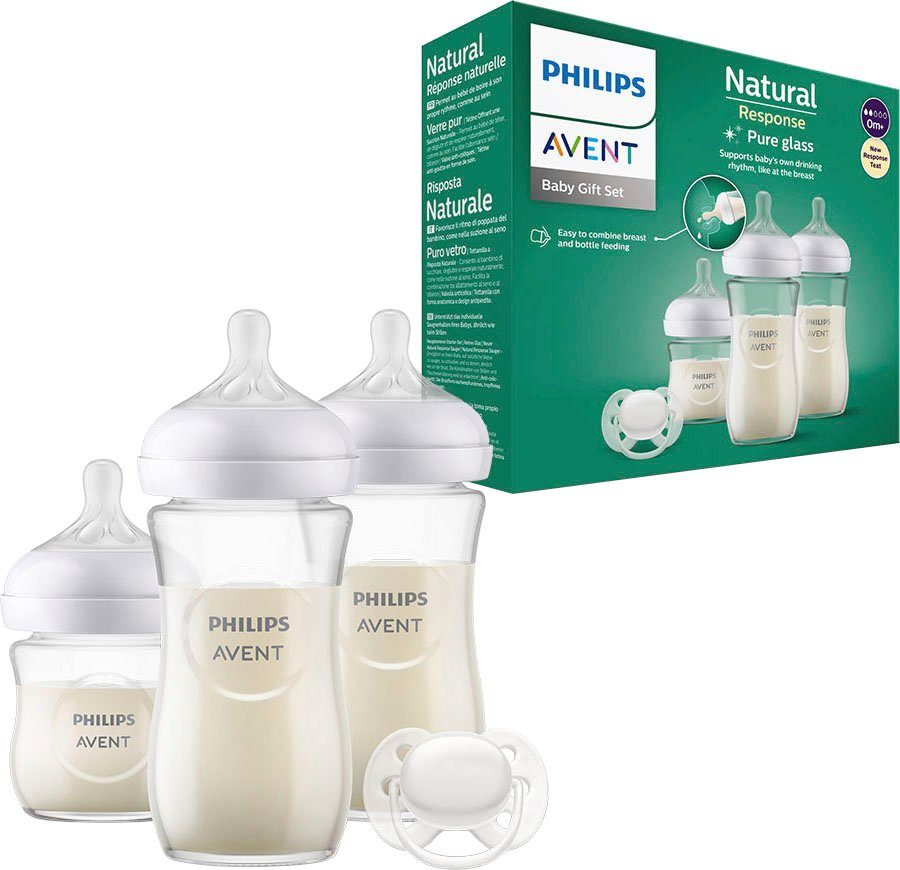 Philips AVENT Babyfles Natural Response starterset glas voor pasgeborenen SCD878/11