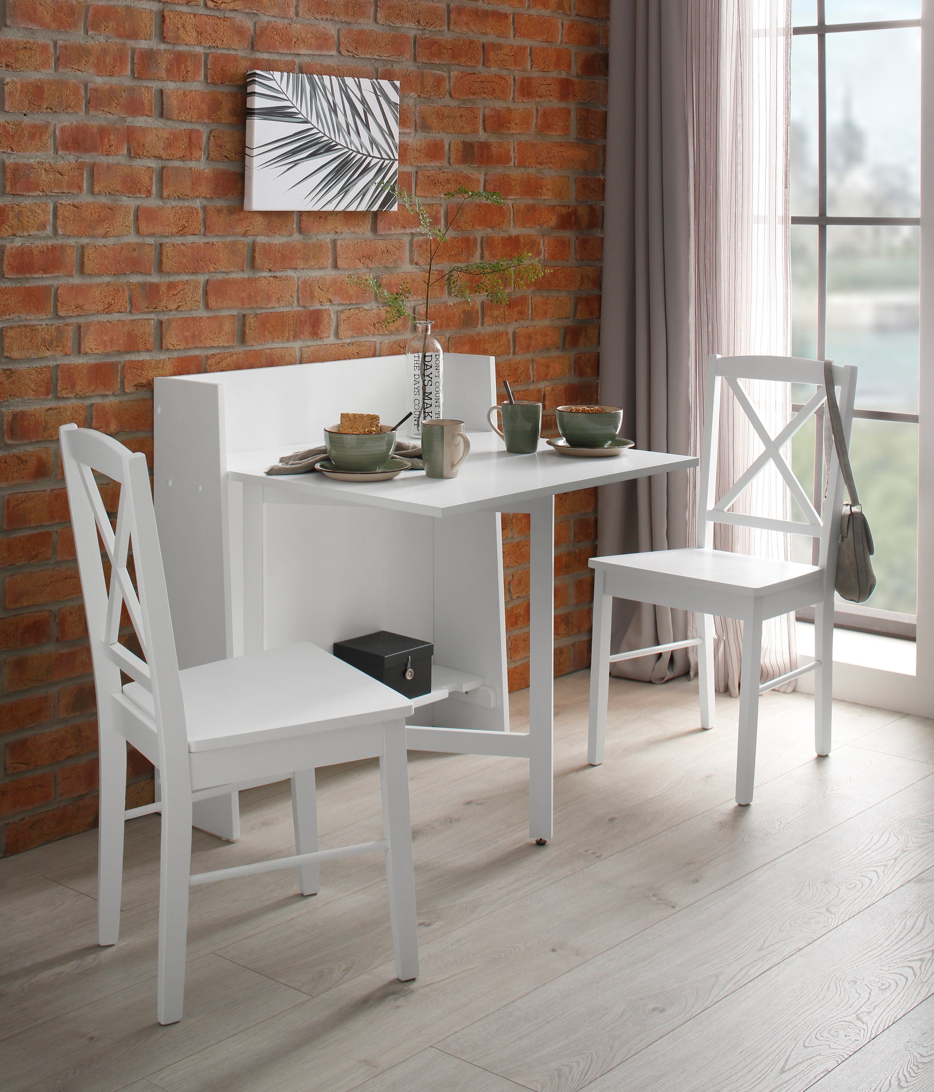 Home affaire Klaptafel Dinant in rustieke stijl gehouden, ruimtebesparend, inklapbaar, breedte 84 cm eettafels wit