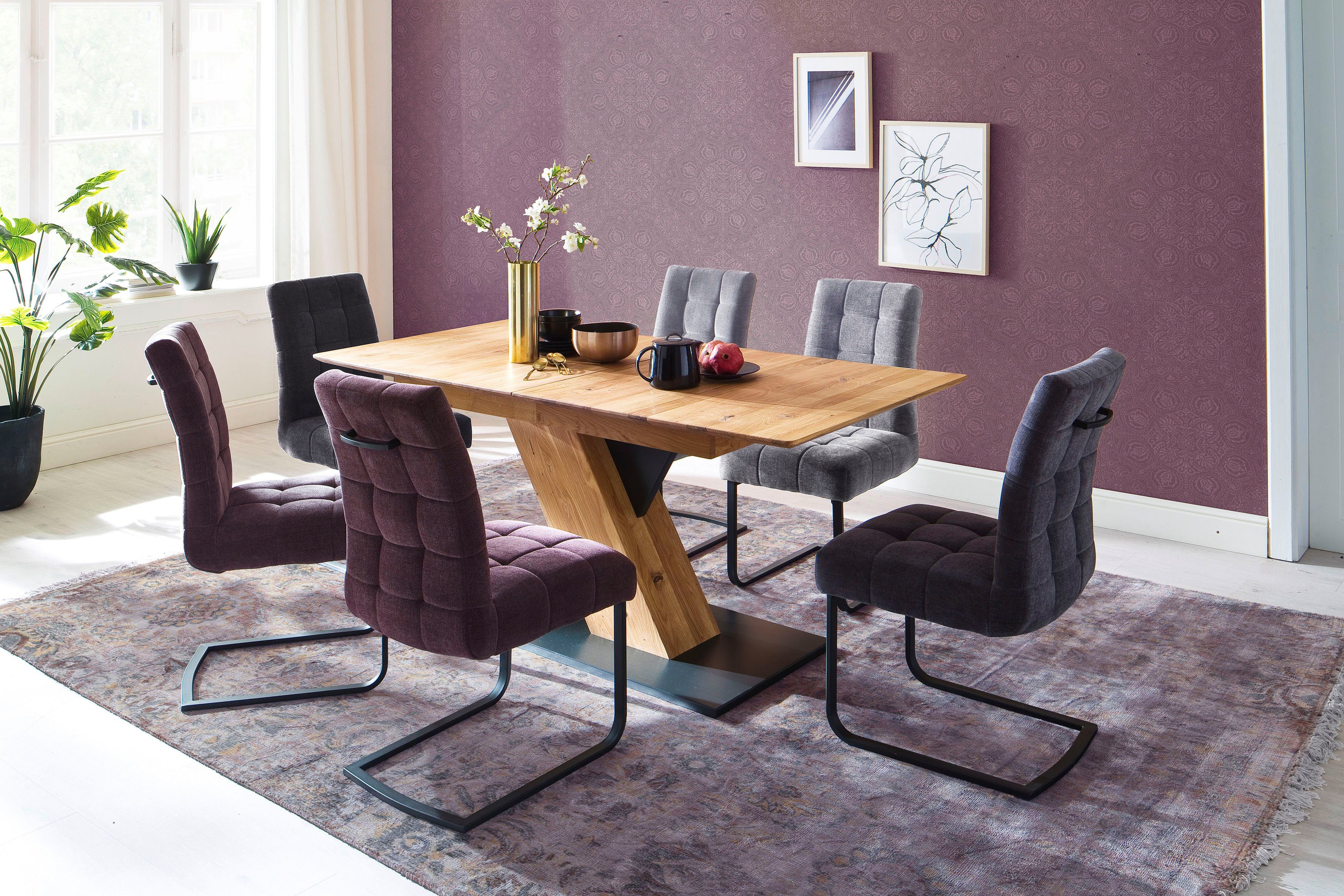 MCA furniture Vrijdragende stoel Salta (2-set), frame vlakke buis, zwart mat gelakt, aqua clean bekleding (2 stuks)